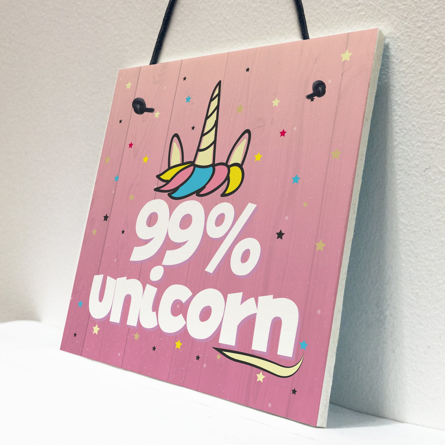 99% Unicorn Pink Art Hanging Wall Girls Bedroom Plaque Sign