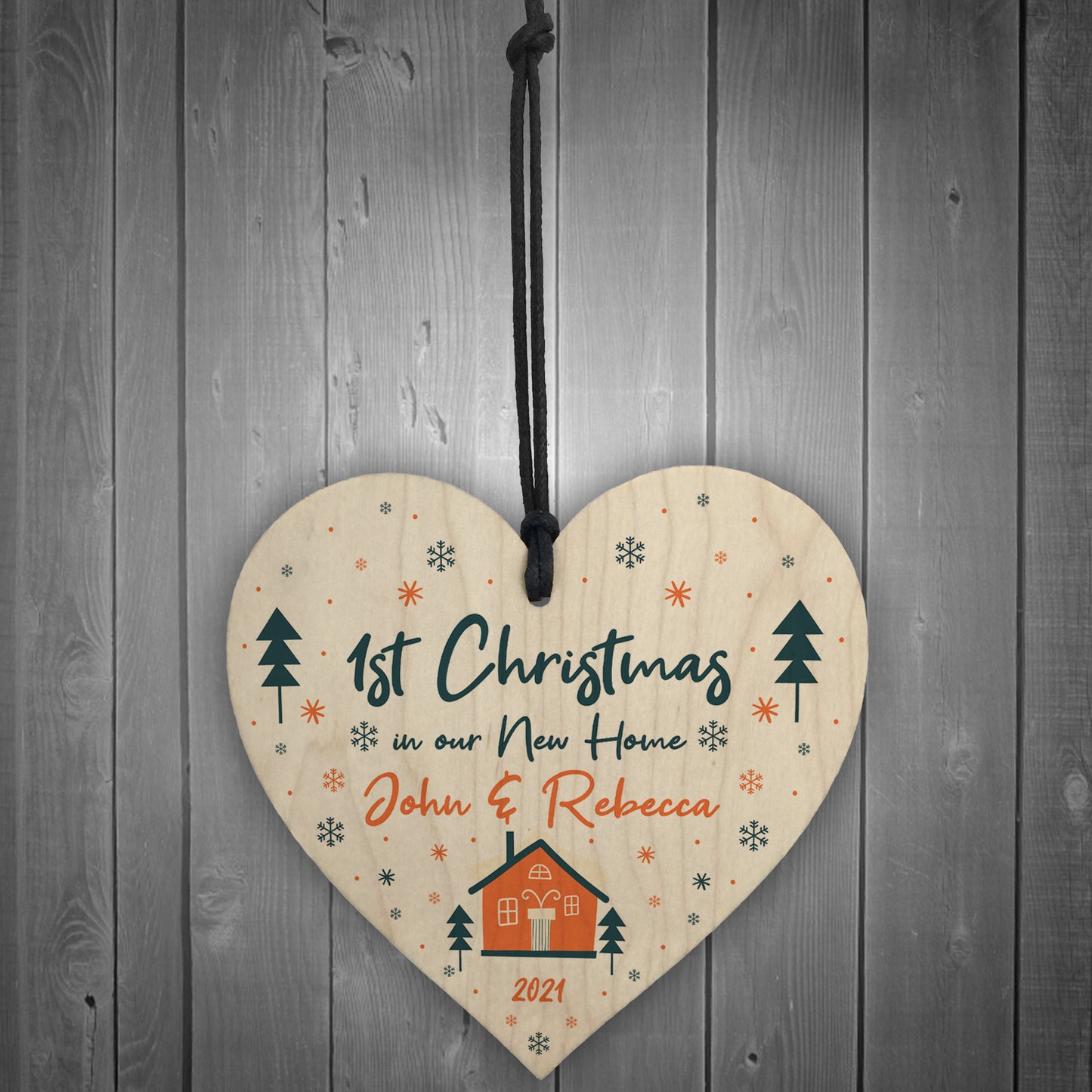 New Home Bauble 1st Christmas Tree Decoration Wood Personalised