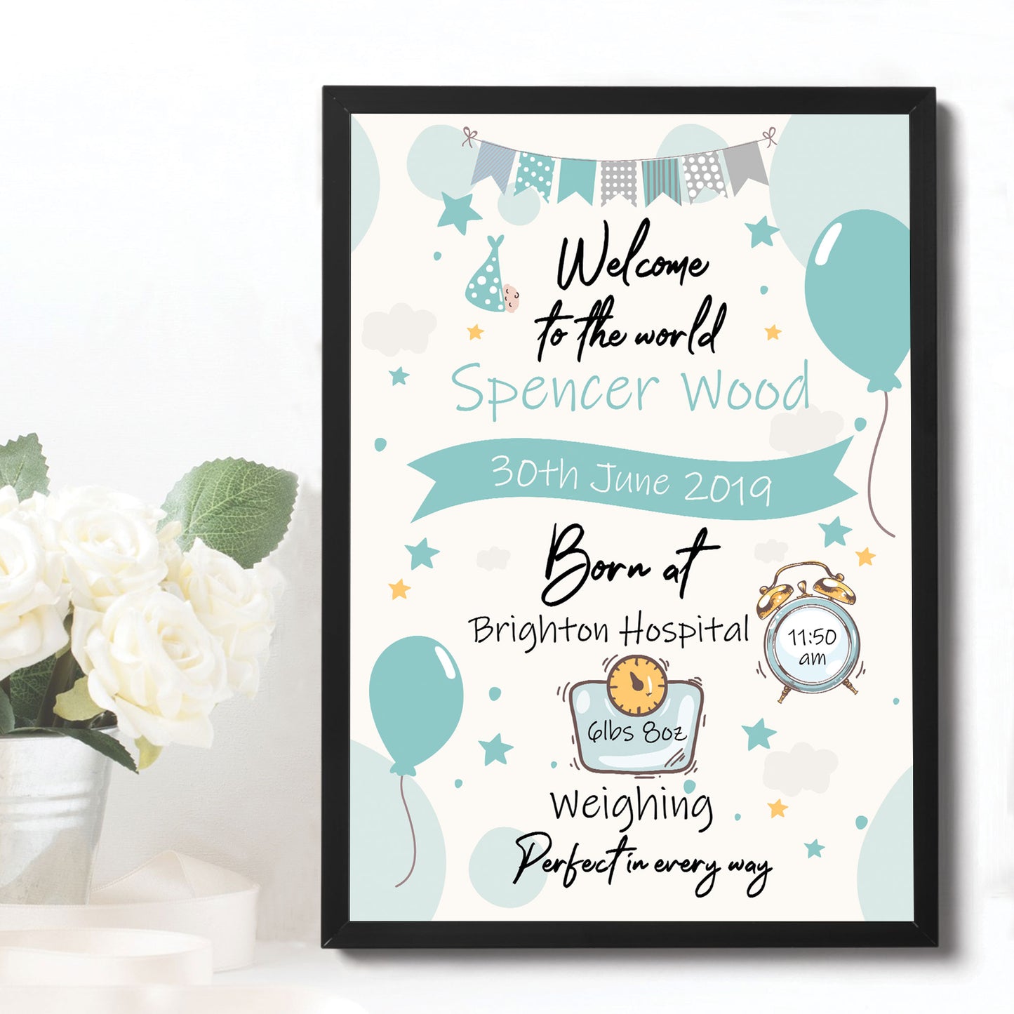 Newborn Baby Gift Baby Boy Christening Gift Baby Nursery Print