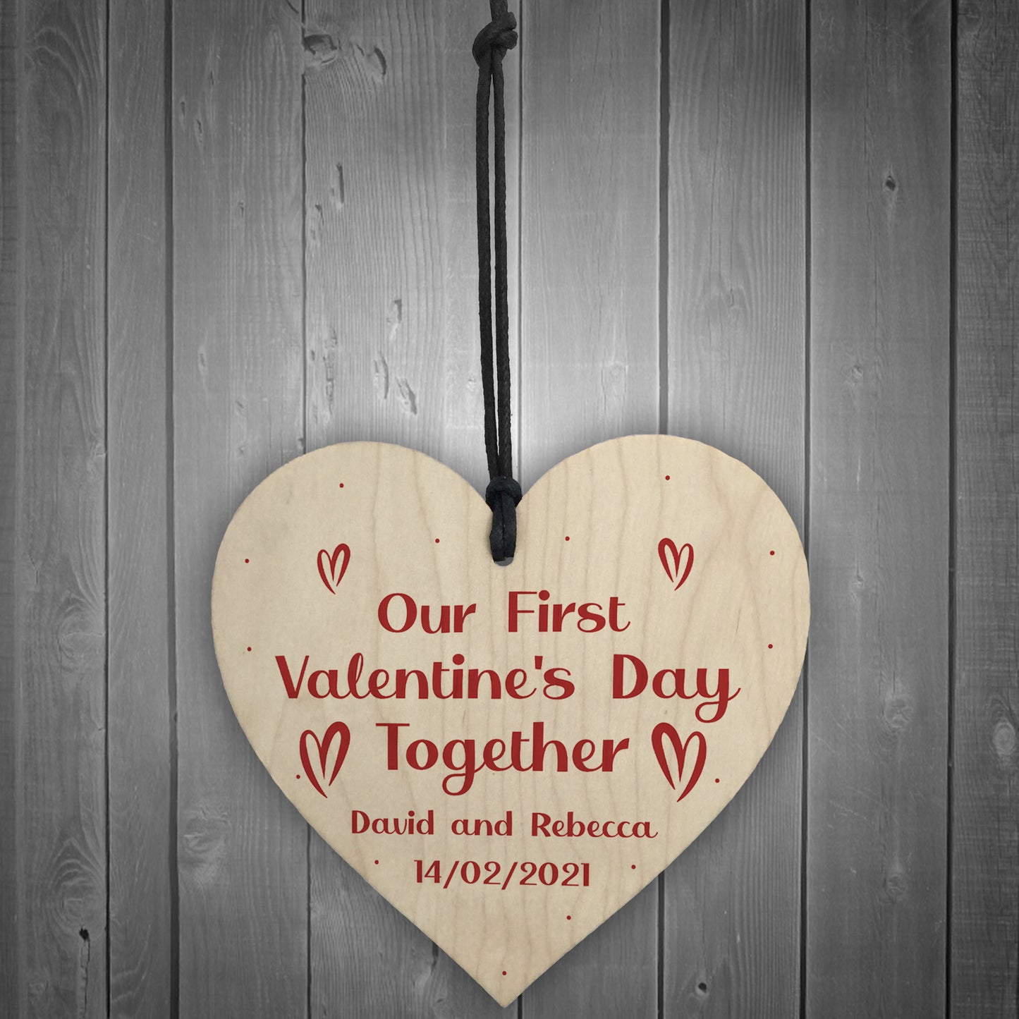 Personalised First Valentines Day Gift Wooden Heart Gift For Him
