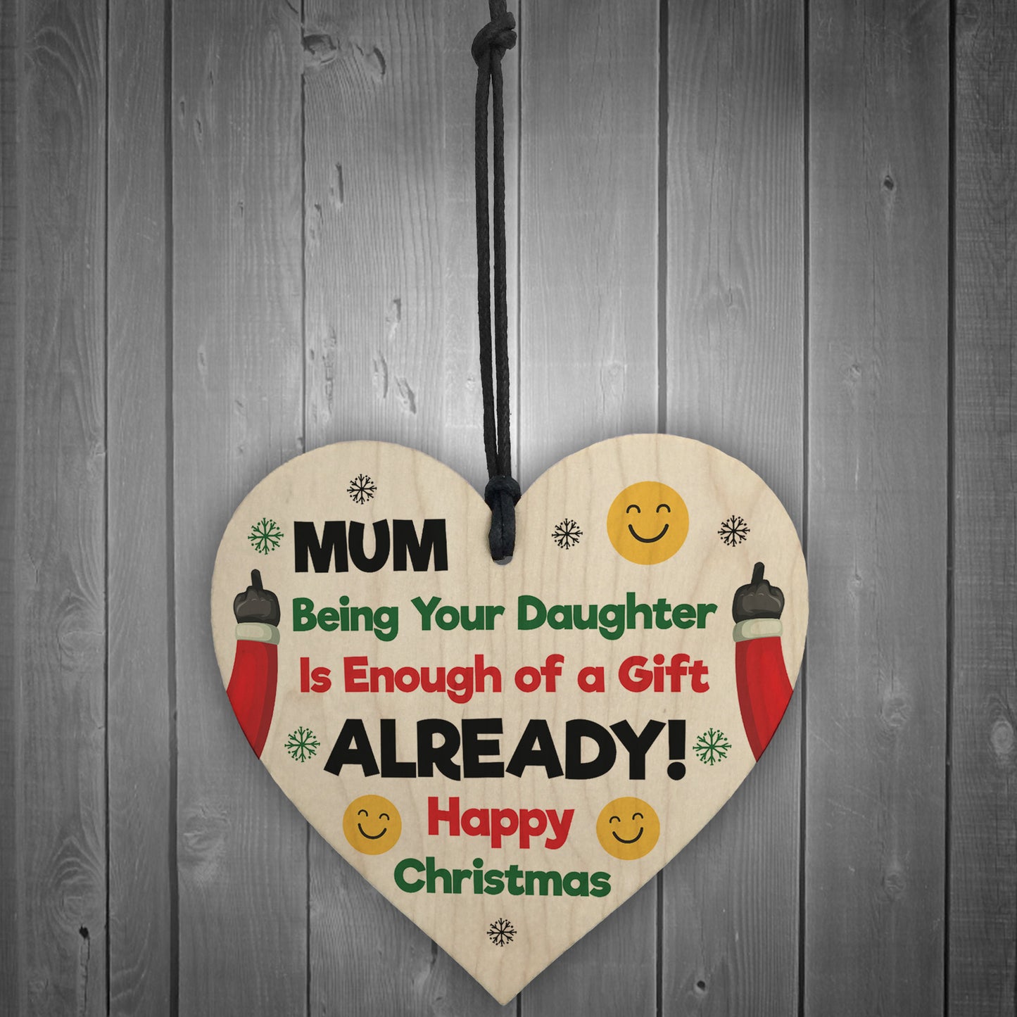Funny Christmas Gift For Mum From Daughter Wood Heart Joke Gift