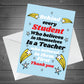Thank You Teacher Card Teaching Assistant Card Nursery Teacher