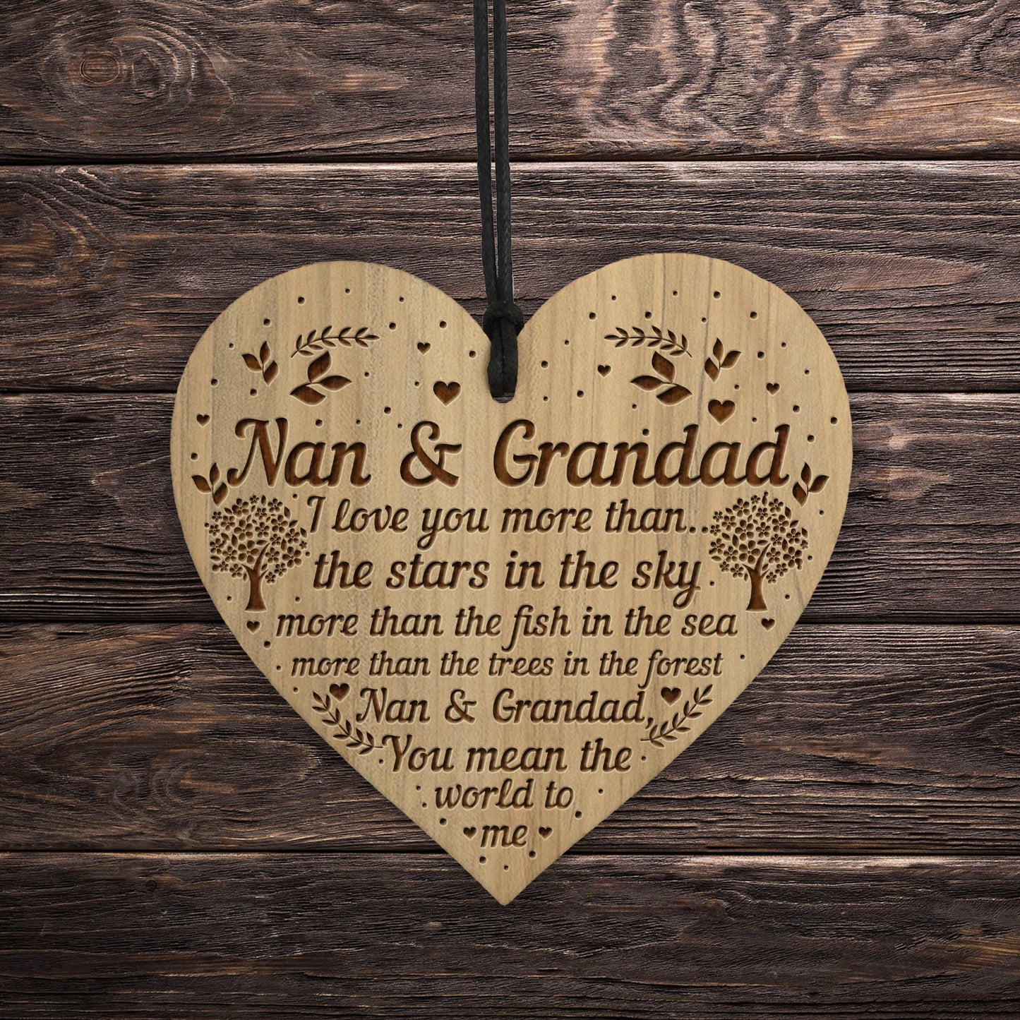 Nan And Grandad Sign Engraved Heart Gift For Grandparents