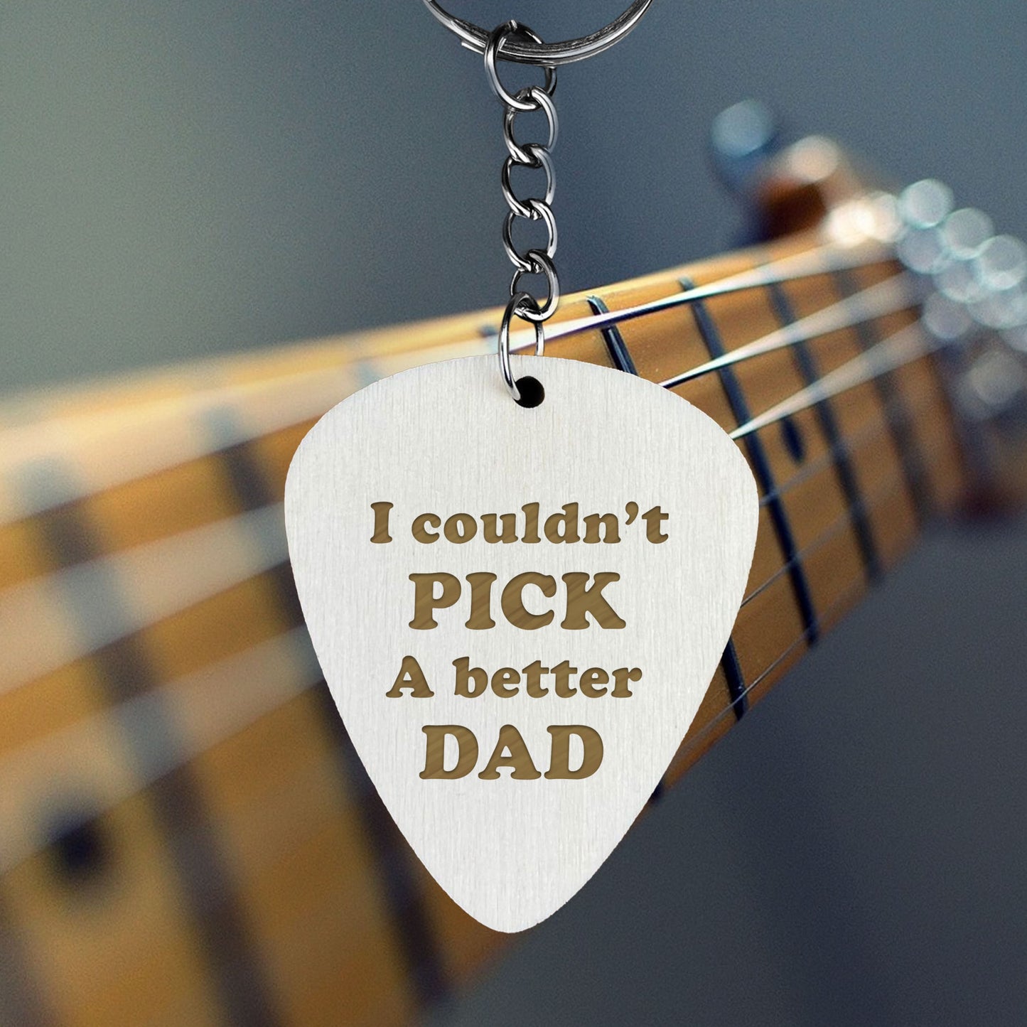 Dad Engraved Guitar Pick Keyring Fathers Day Birthday Dad Gifts