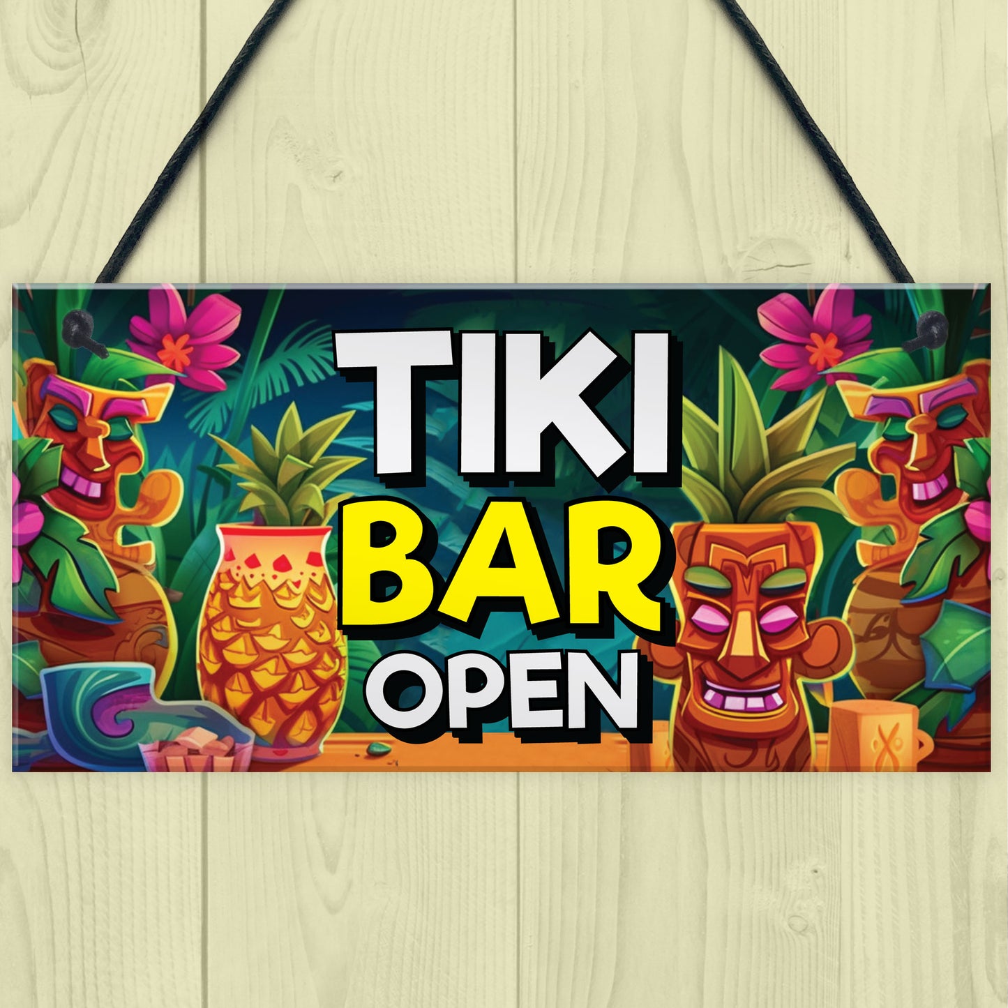 Tiki Bar Open Hanging Bar Pub Garden Plaque Beer Cocktails Beach