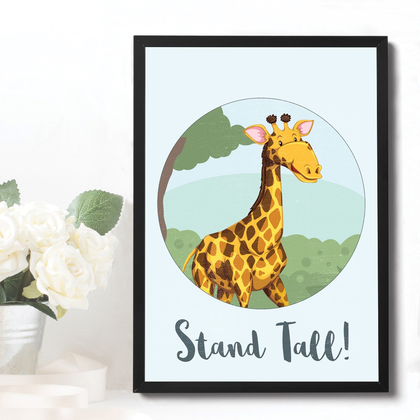 Animal Framed Nursery Prints / Giraffe Wall Art Pictures Nursery