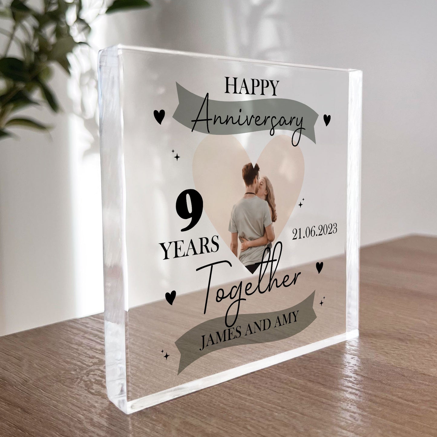 9th Wedding Anniversary Gift Personalised Photo Block Husband