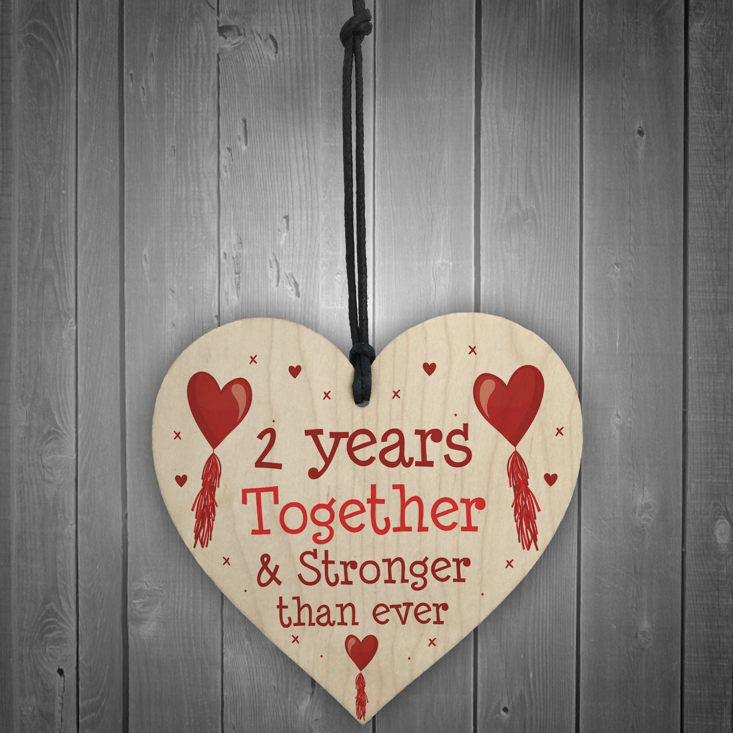 2nd Anniversary Gift Wood Heart Perfect Gift For Husband Wife
