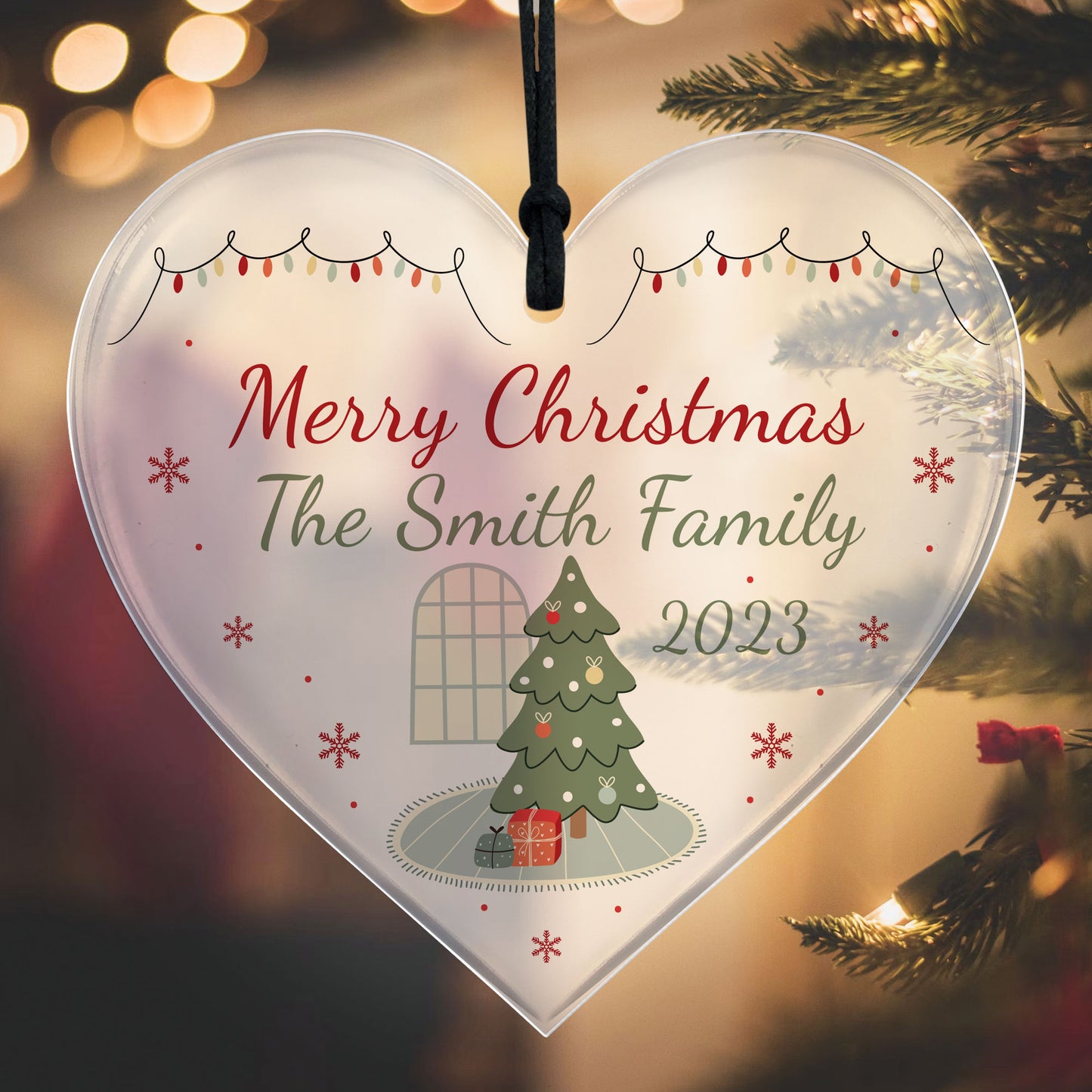Christmas Tree Ornament Personalised SURNAME Gift For Family