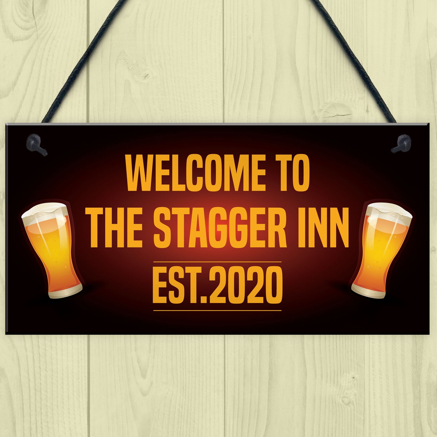 Personalised STAGGER INN Home Bar Sign Hanging Man Cave Sign