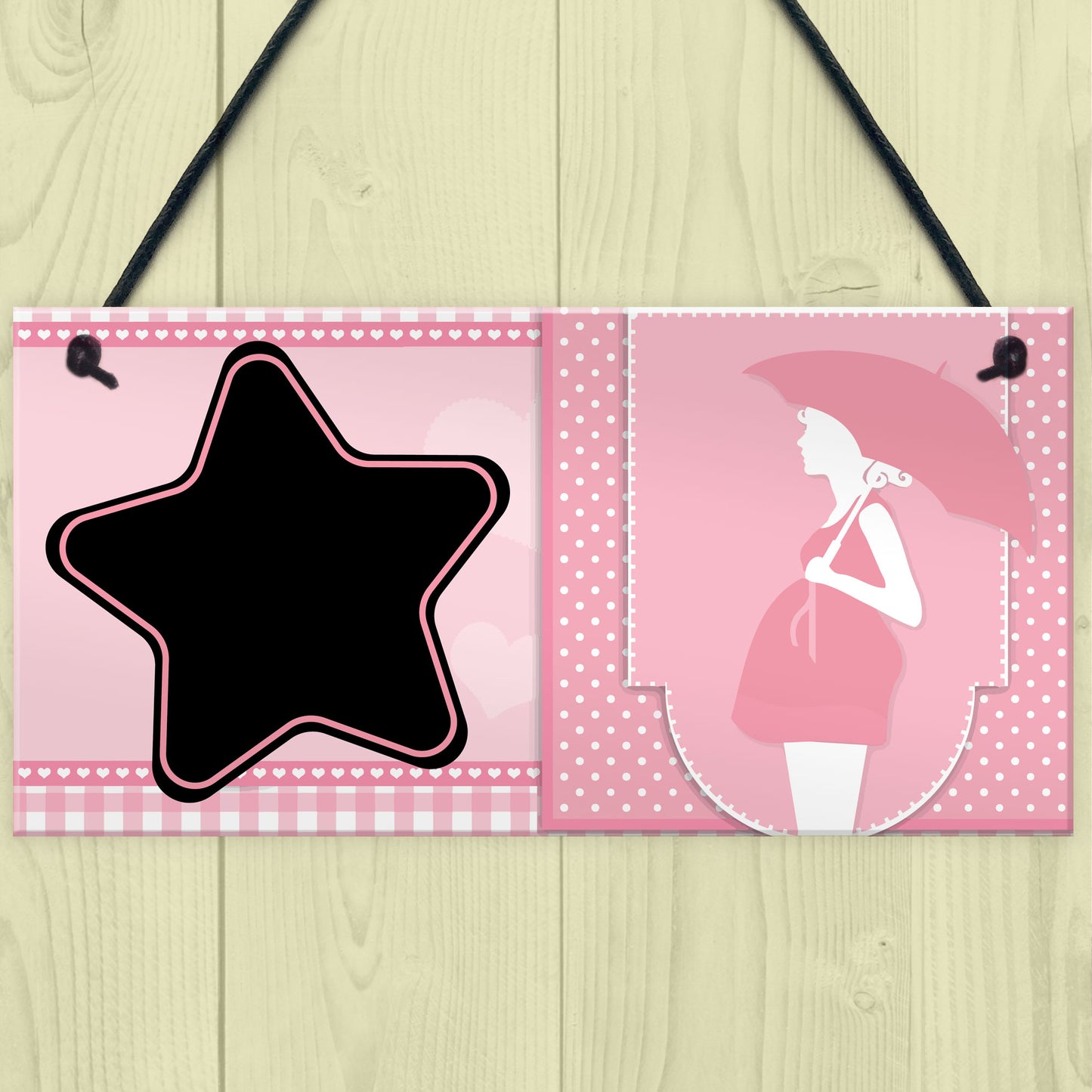 Pregnancy Baby Arrival Countdown Hanging Plaque Vintage Theme