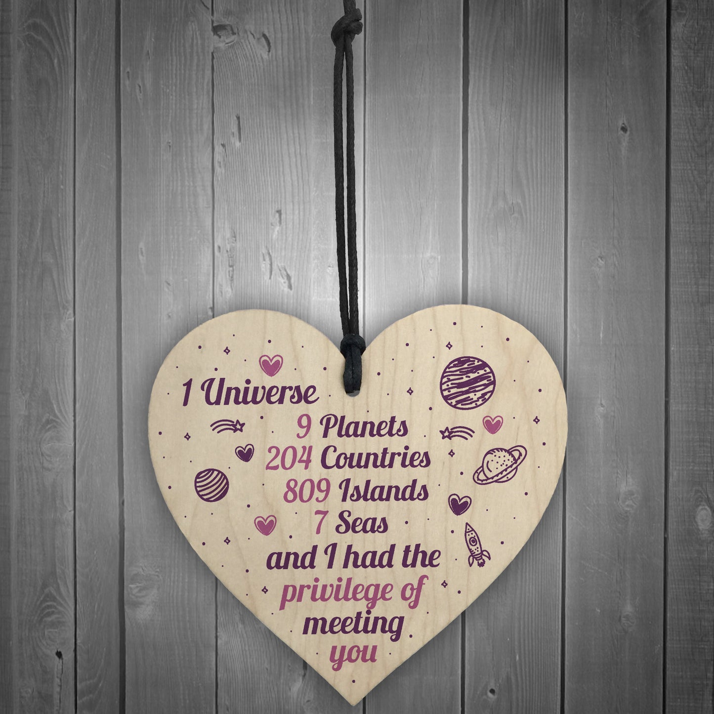 Friendship Gift Sign Wood Heart Plaque THANK YOU Birthday Gift