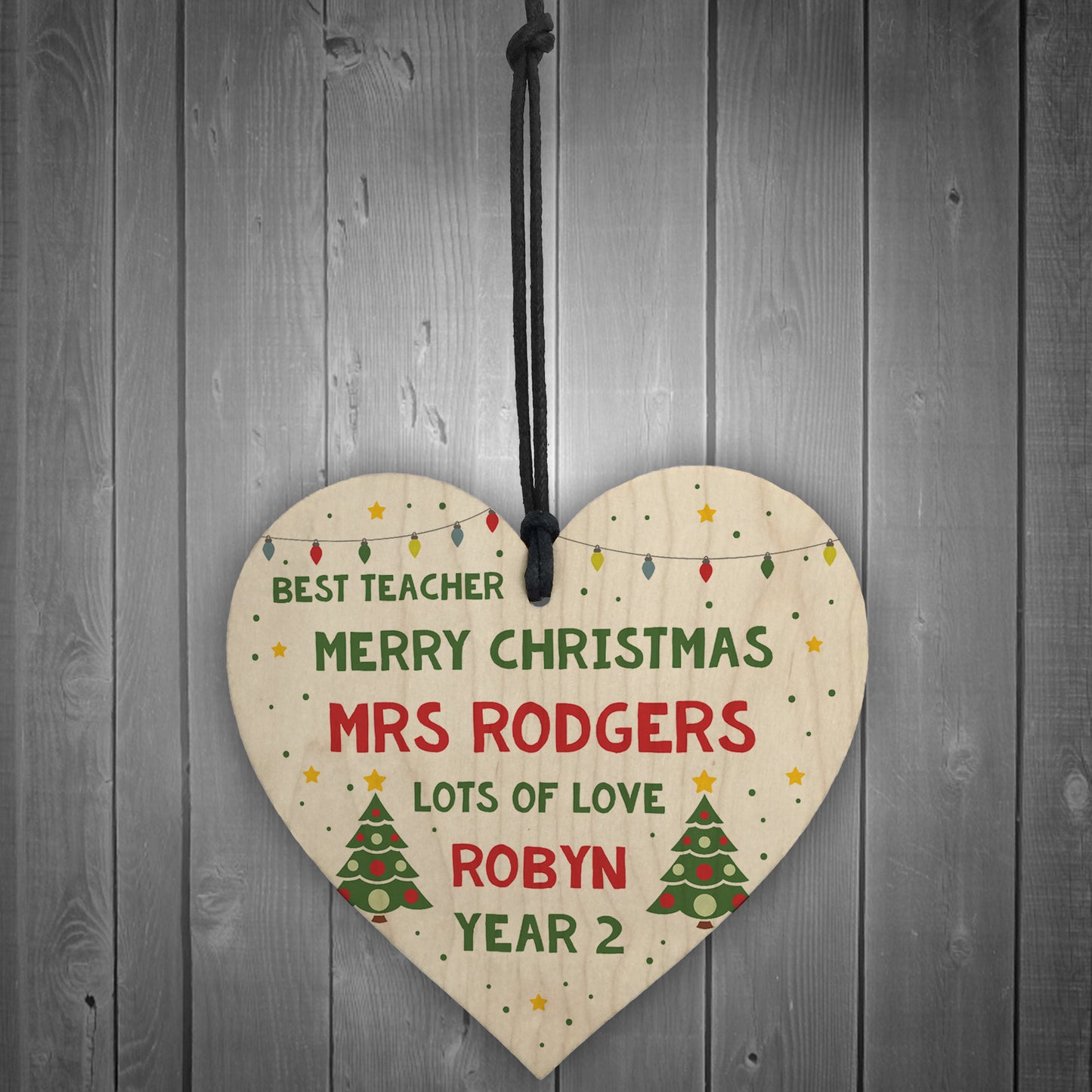 Merry Christmas Teacher Hanging Heart Teacher Gift Thank You