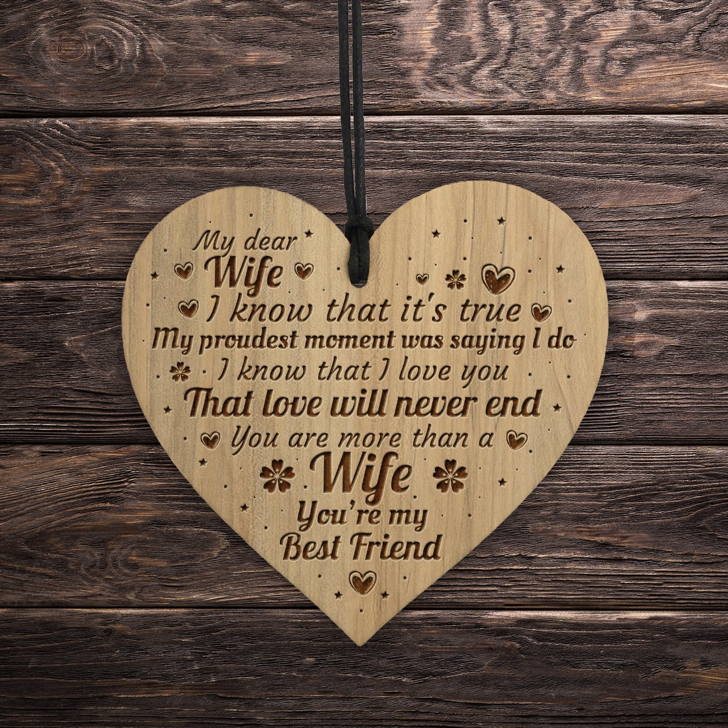 Anniversary Birthday Christmas Gift For Wife Engraved Heart Gift