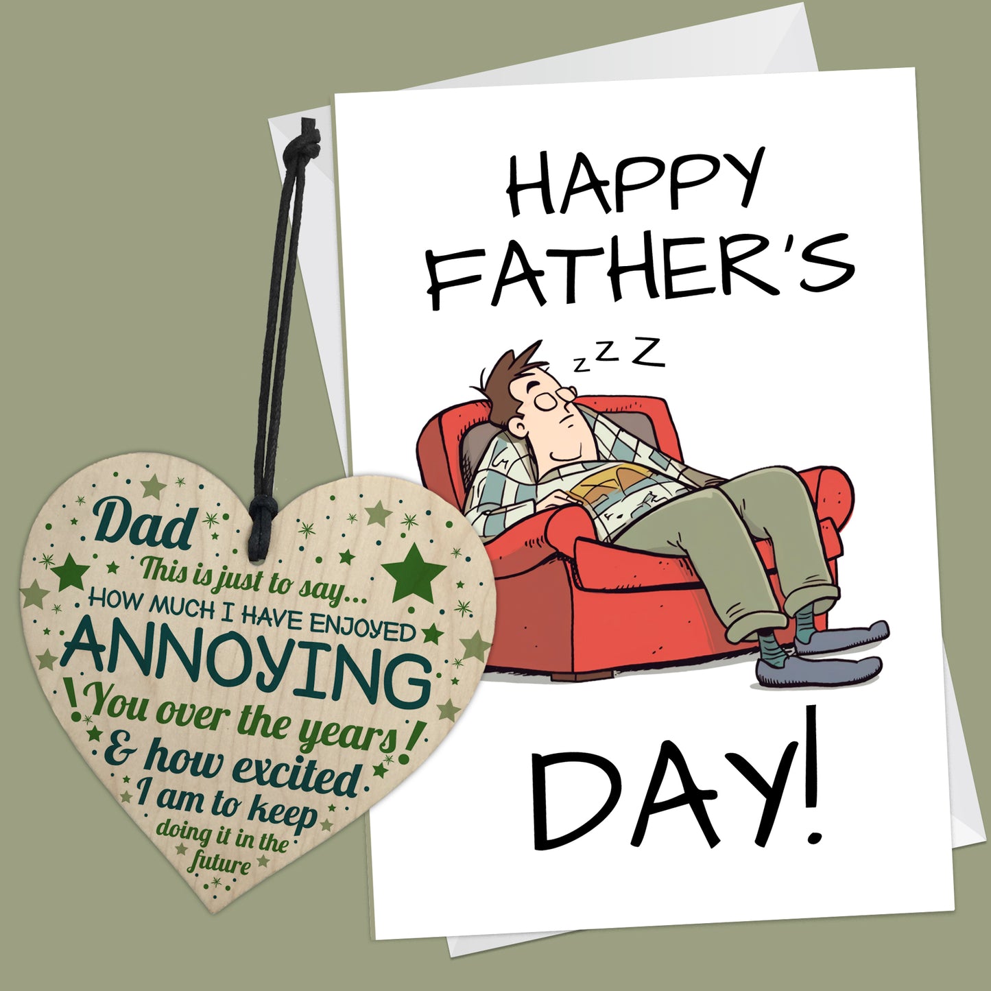 Fathers Day Gift Bundle A6 Card And Heart Funny Fathers Day Gift