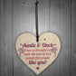 Auntie Gifts For Uncle Thank You Wooden Heart Plaque Chic Sign
