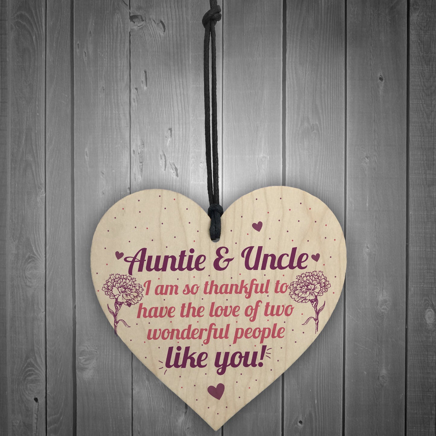 Auntie Gifts For Uncle Thank You Wooden Heart Plaque Chic Sign