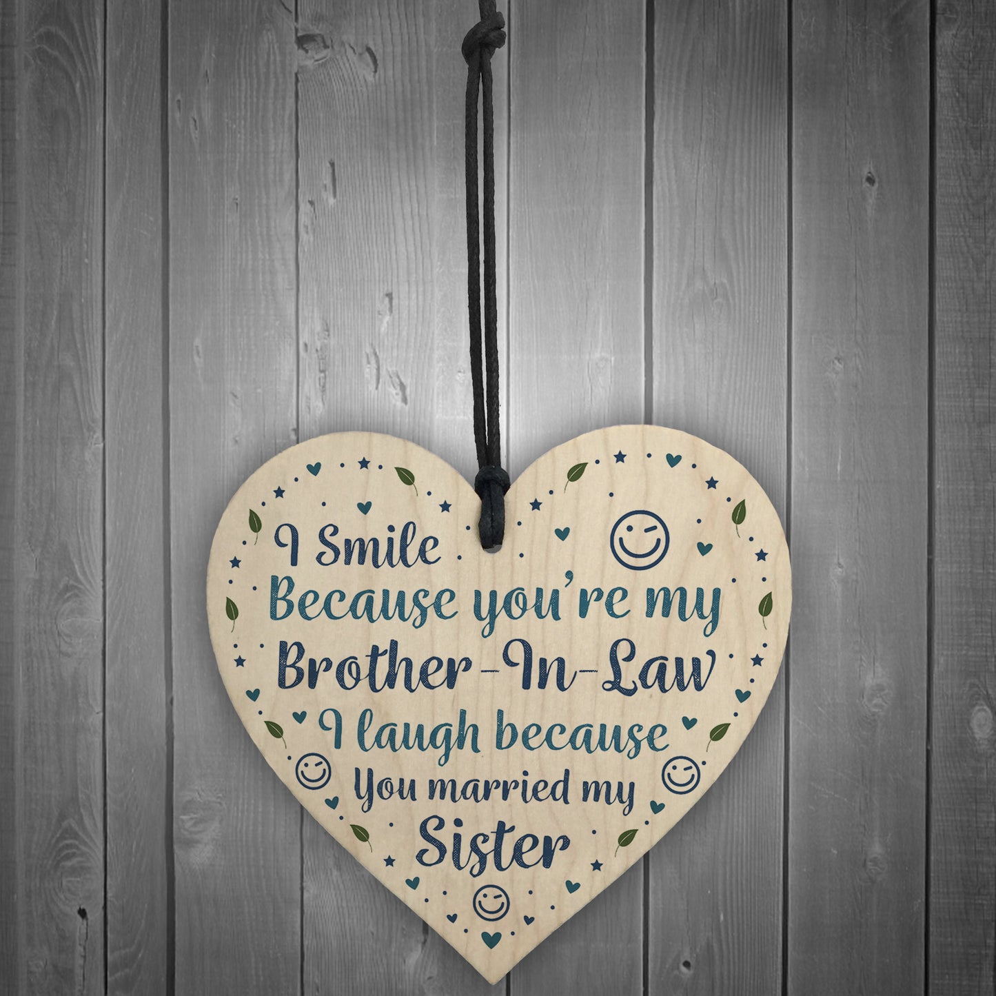 Funny Brother In Law Birthday Gift Wood Heart Humour Brother