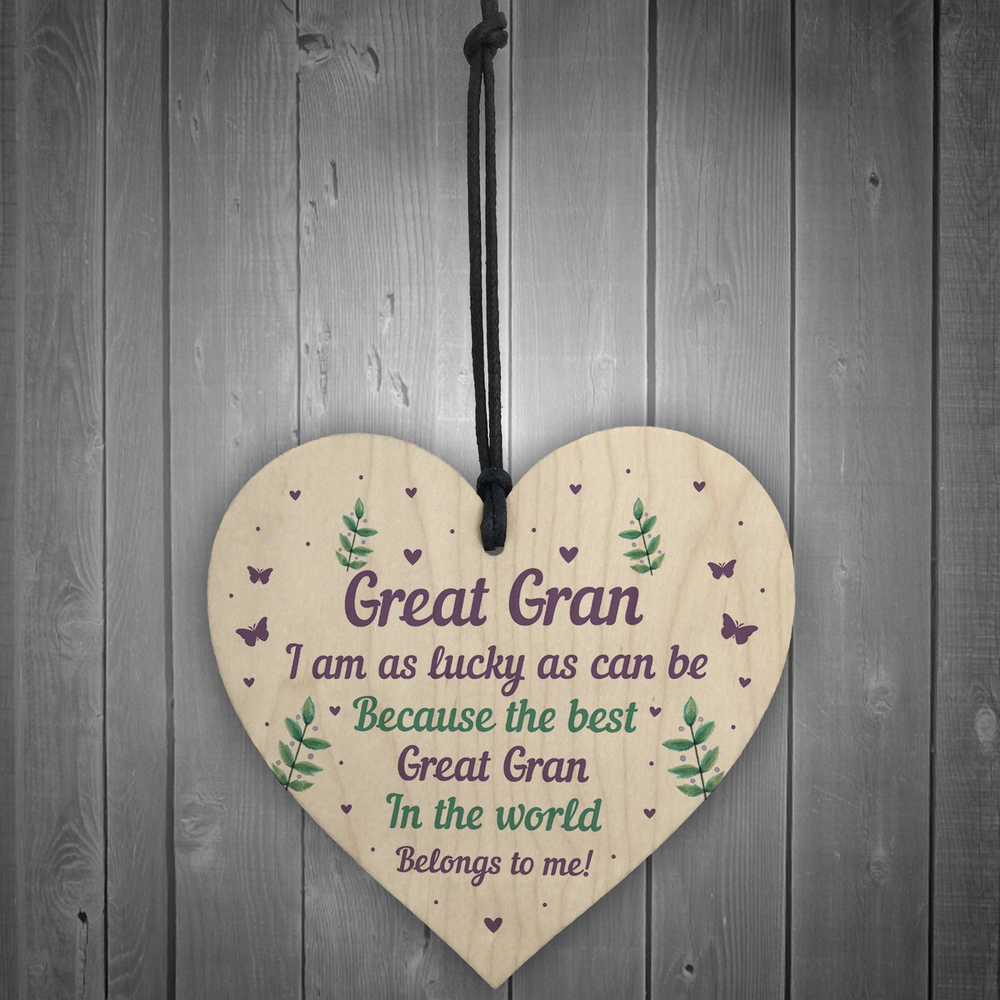 Handmade Great Gran Gift For Birthday Christmas Wooden Heart