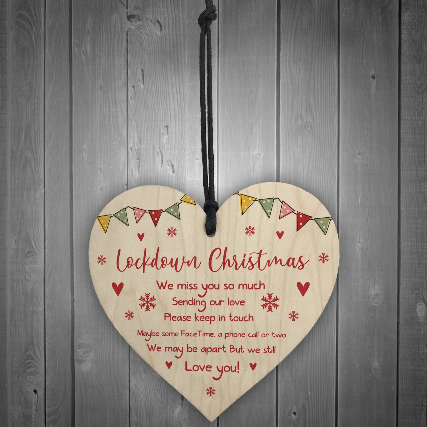 Lockdown Christmas Gift For Friend Family Wood Heart Tree Decor