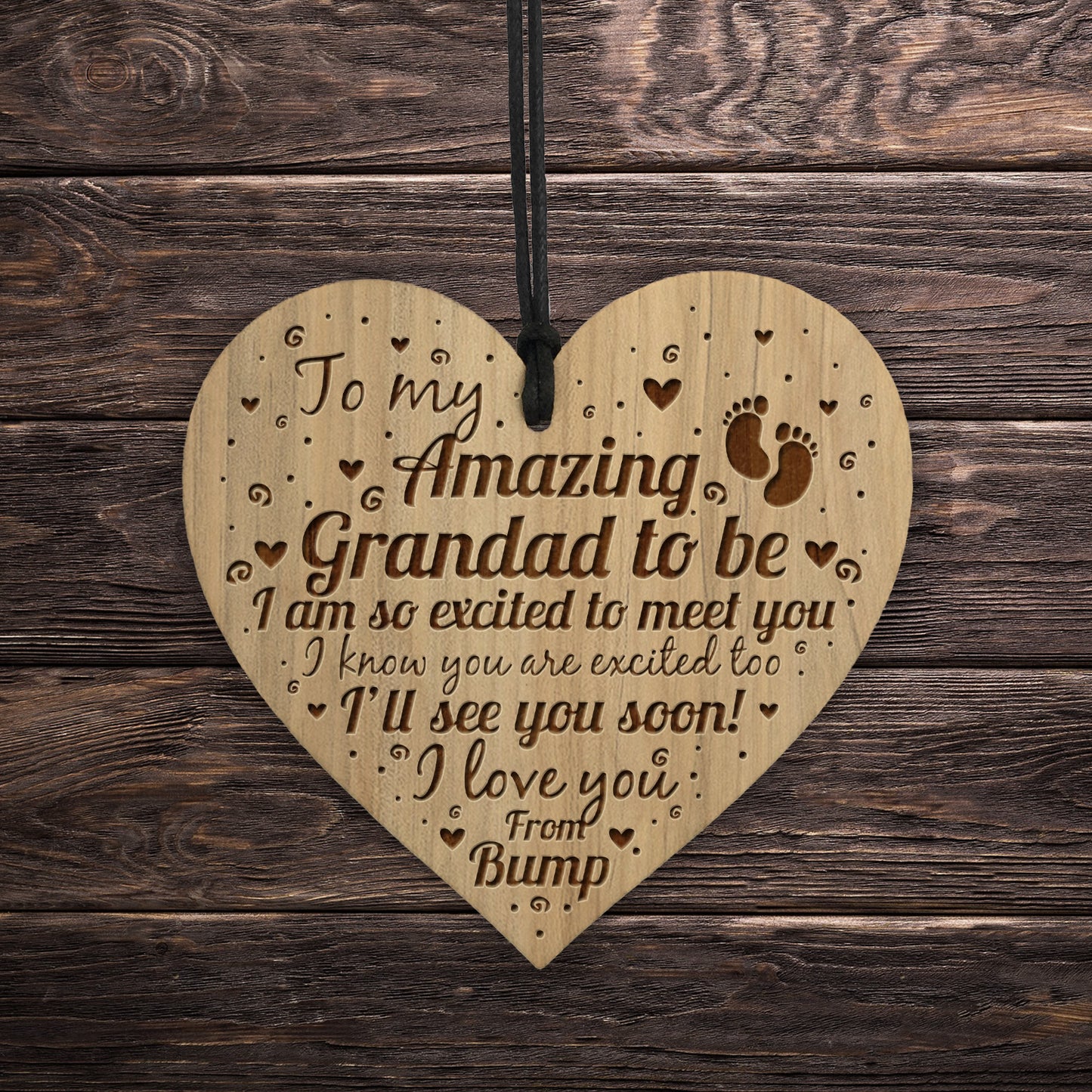 Grandad To Be Gifts Birthday Christmas Gift Engraved Heart Bump