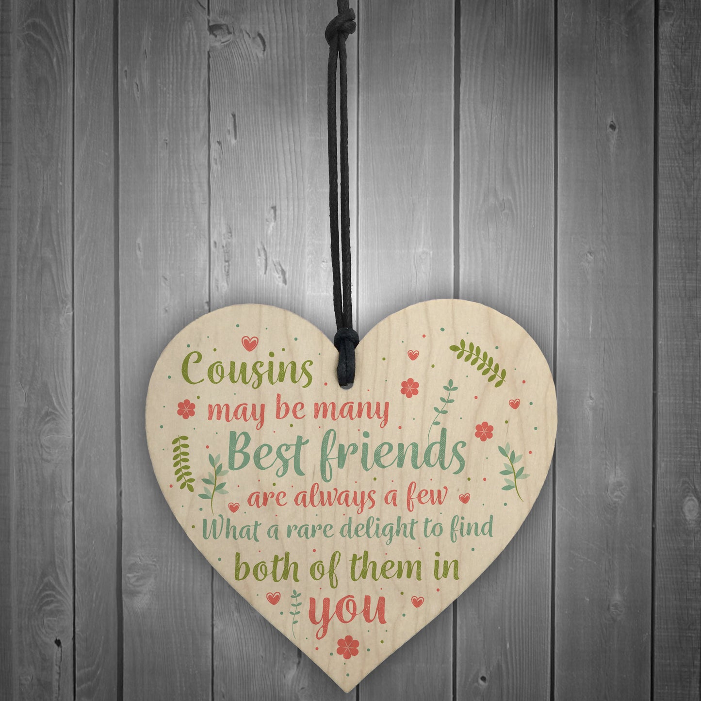 Best Friend Cousin Gift Wooden Heart Keepsake Sign Family Plaque
