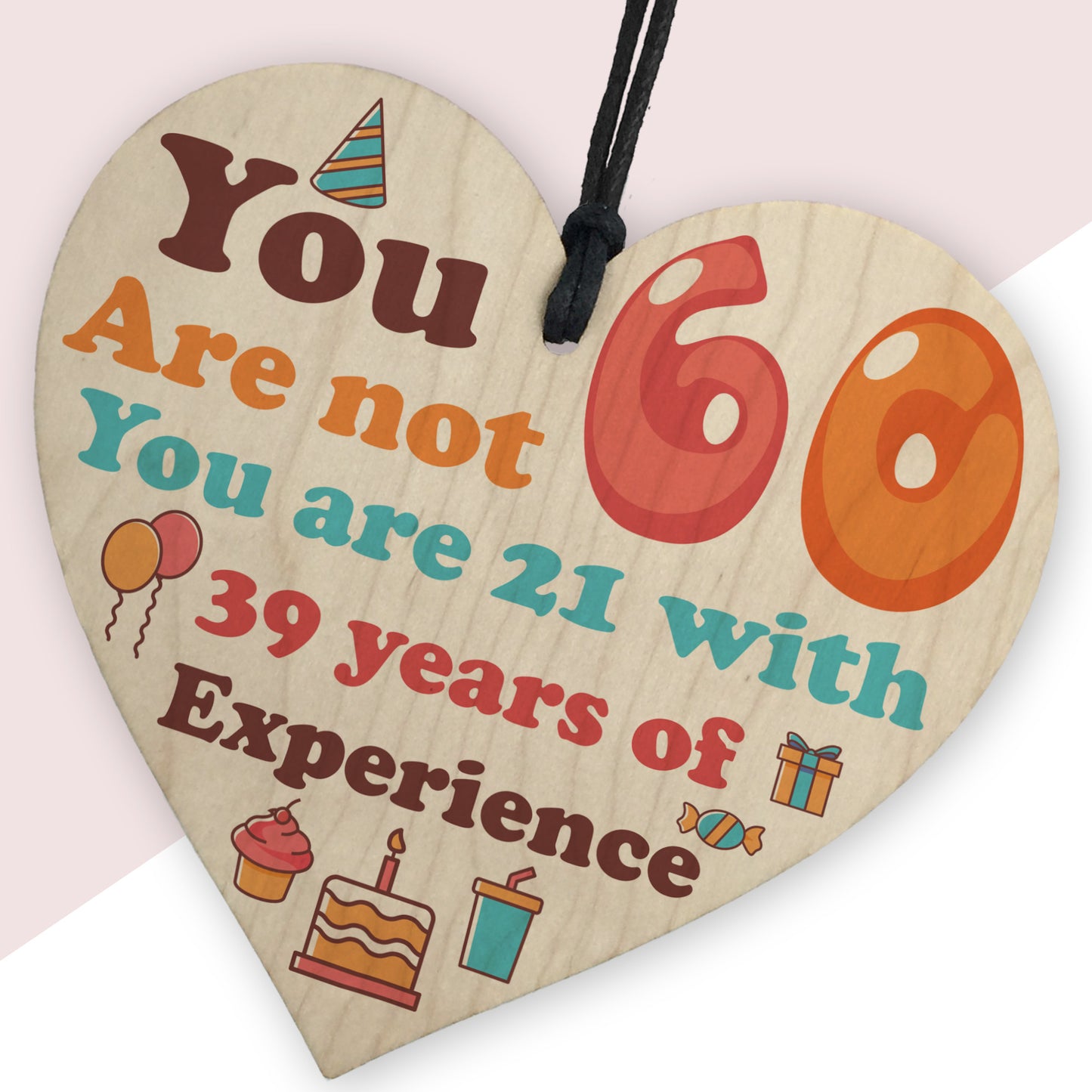 Funny 60th Birthday Gift For Men Women Novelty Wooden Heart