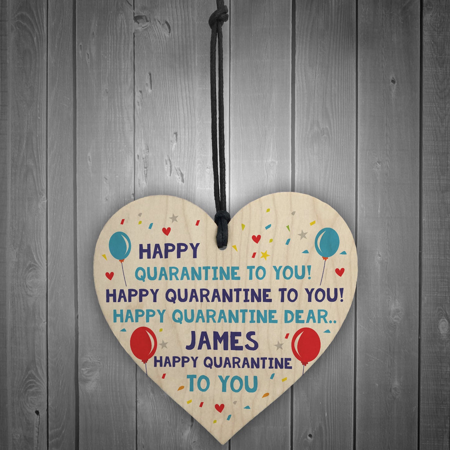 Happy Birthday Card Wooden Heart Isolation Quaratine Gift Funny