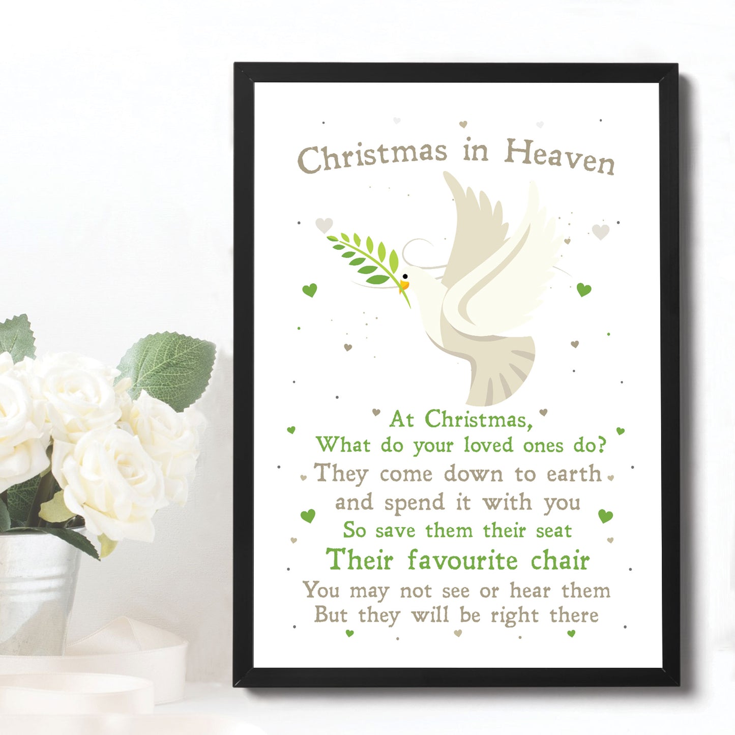 Christmas In Heaven Xmas Decoration Memorial Quote Poem Framed
