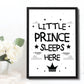 Boys Nursery Decoration Framed Print Prince Sleeps Here Son Gift