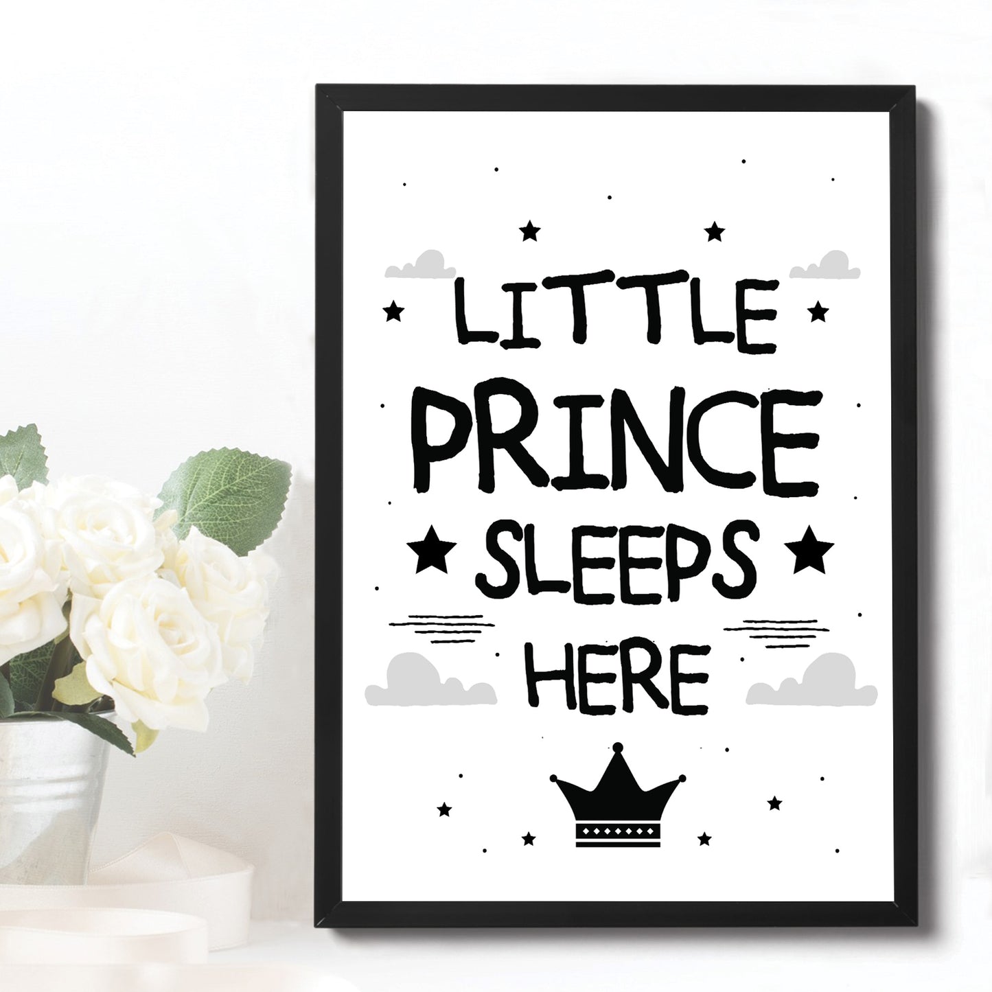 Boys Nursery Decoration Framed Print Prince Sleeps Here Son Gift