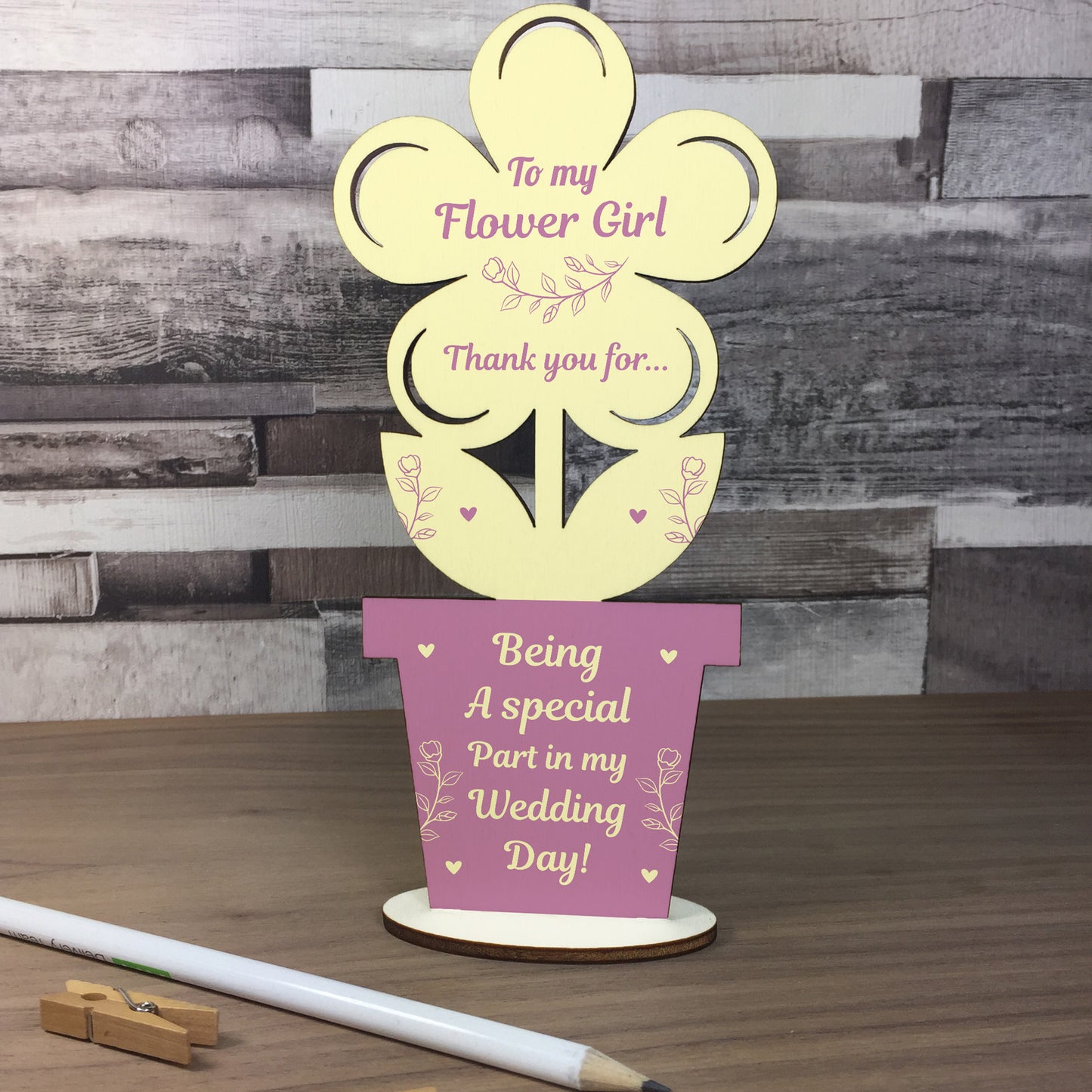 Special Flower Girl Gift Thank You Gift For Her Wood Flower