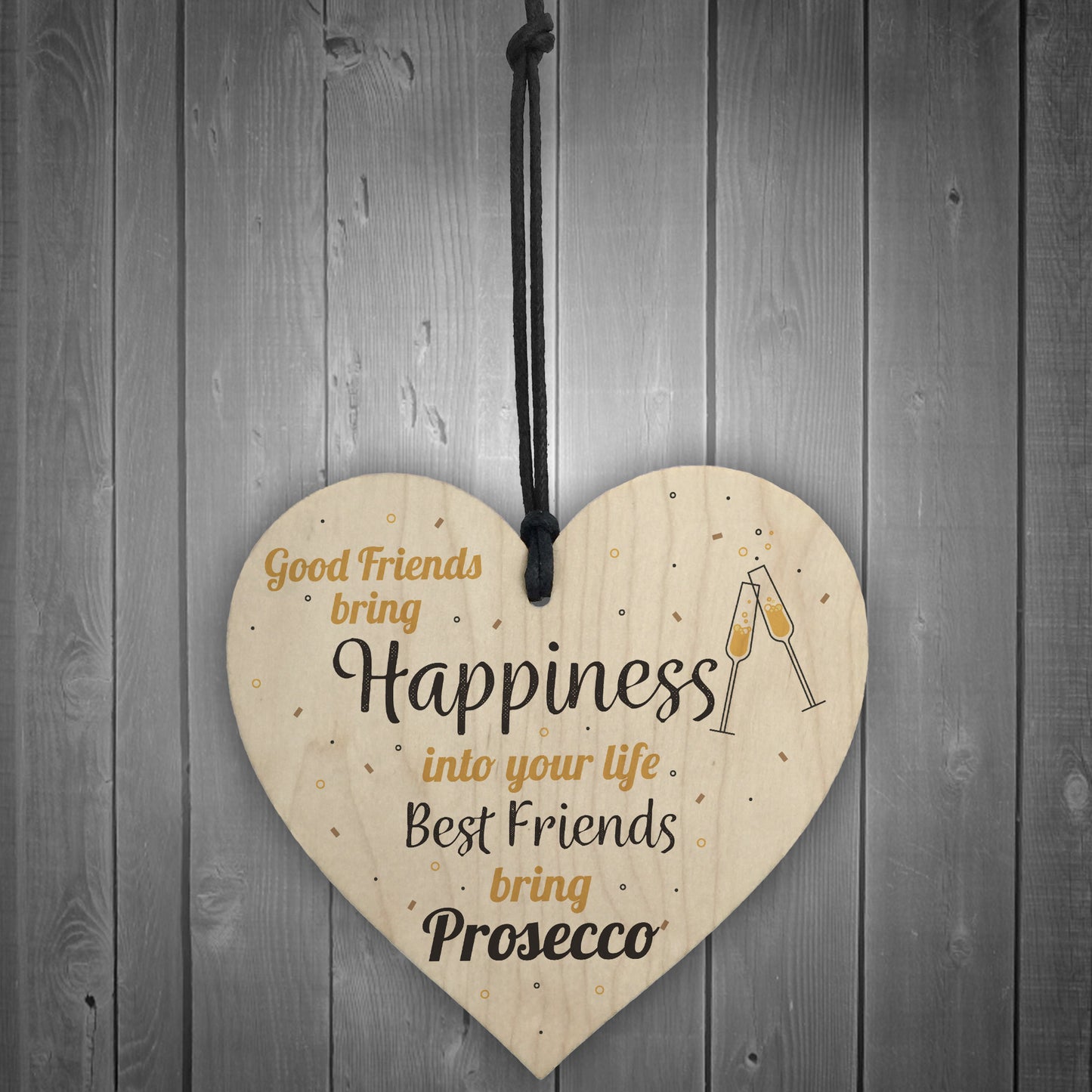 Best Friend Prosecco Friendship Birthday Wooden Heart Alcohol