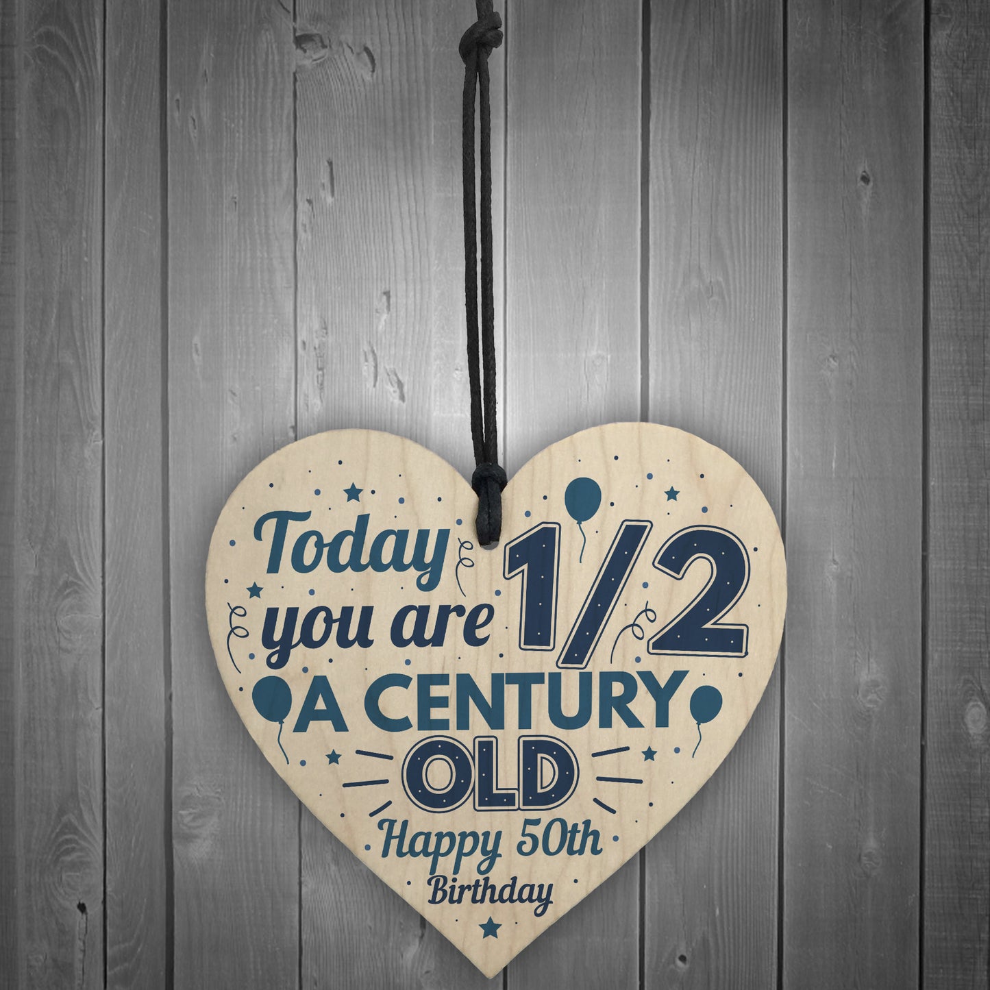 Novelty 50th Birthday Gift For Men Women Hanging Wooden Heart