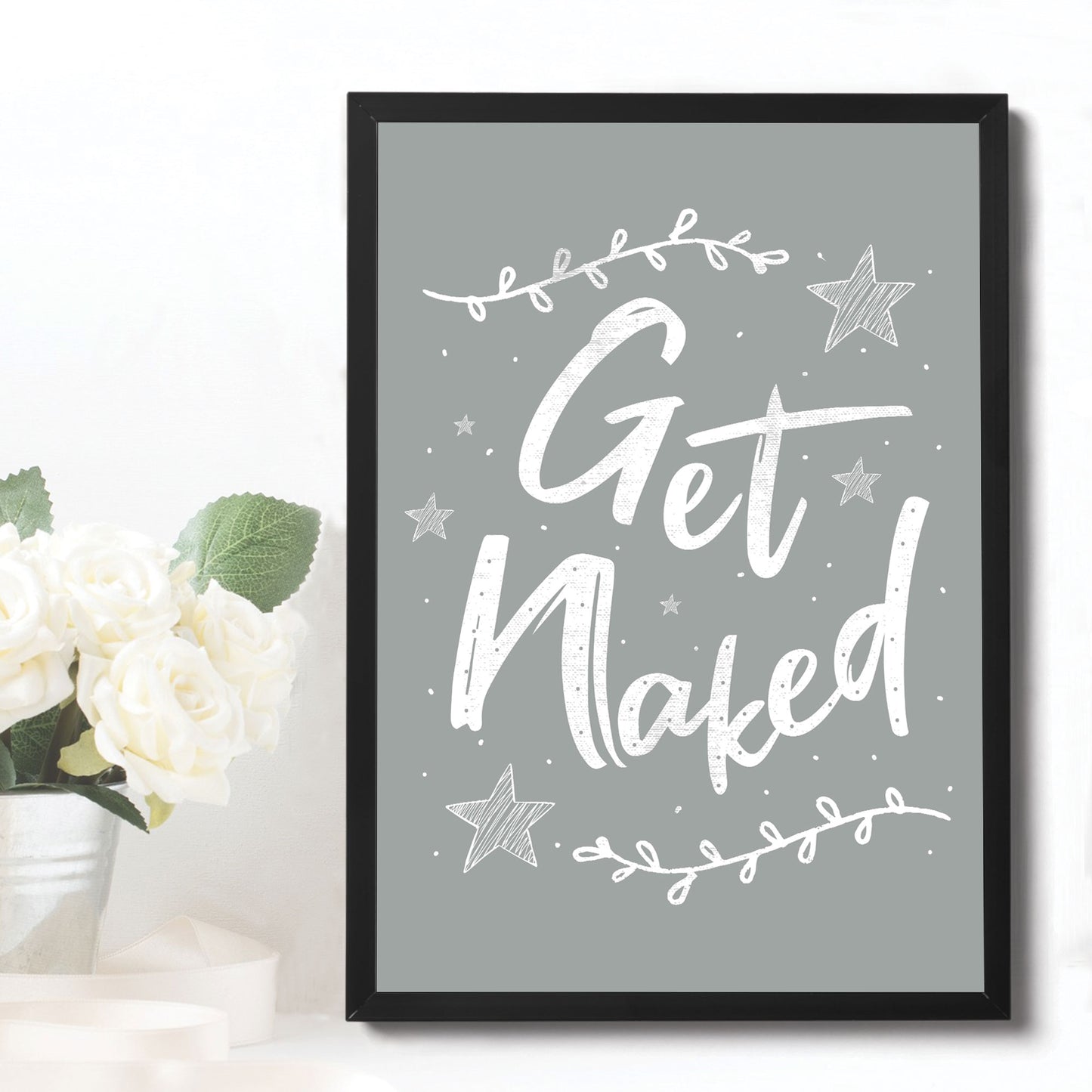 Framed Grey Bathroom Print Funny Bathroom Sign Bathroom Wall Art