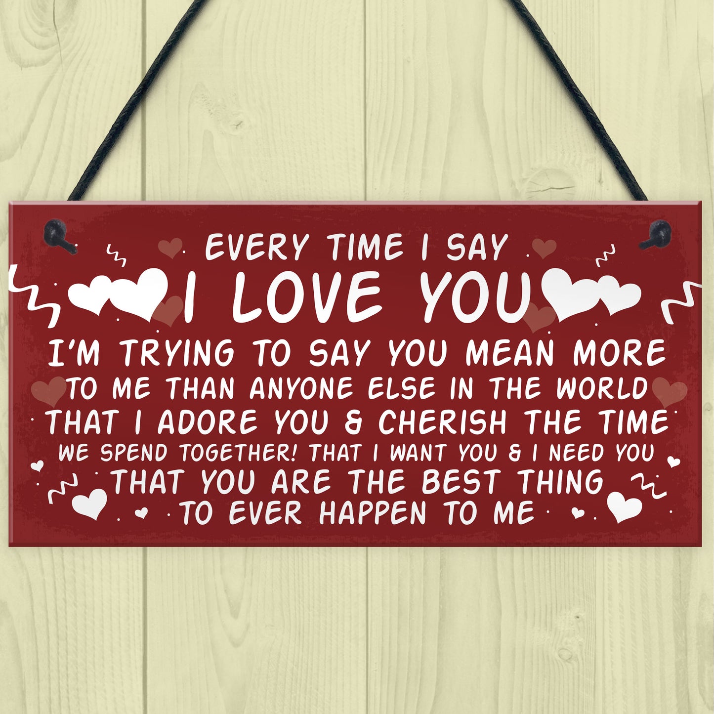 Love You Plaque Hanging Plaque Anniversary Valentines Day Gift