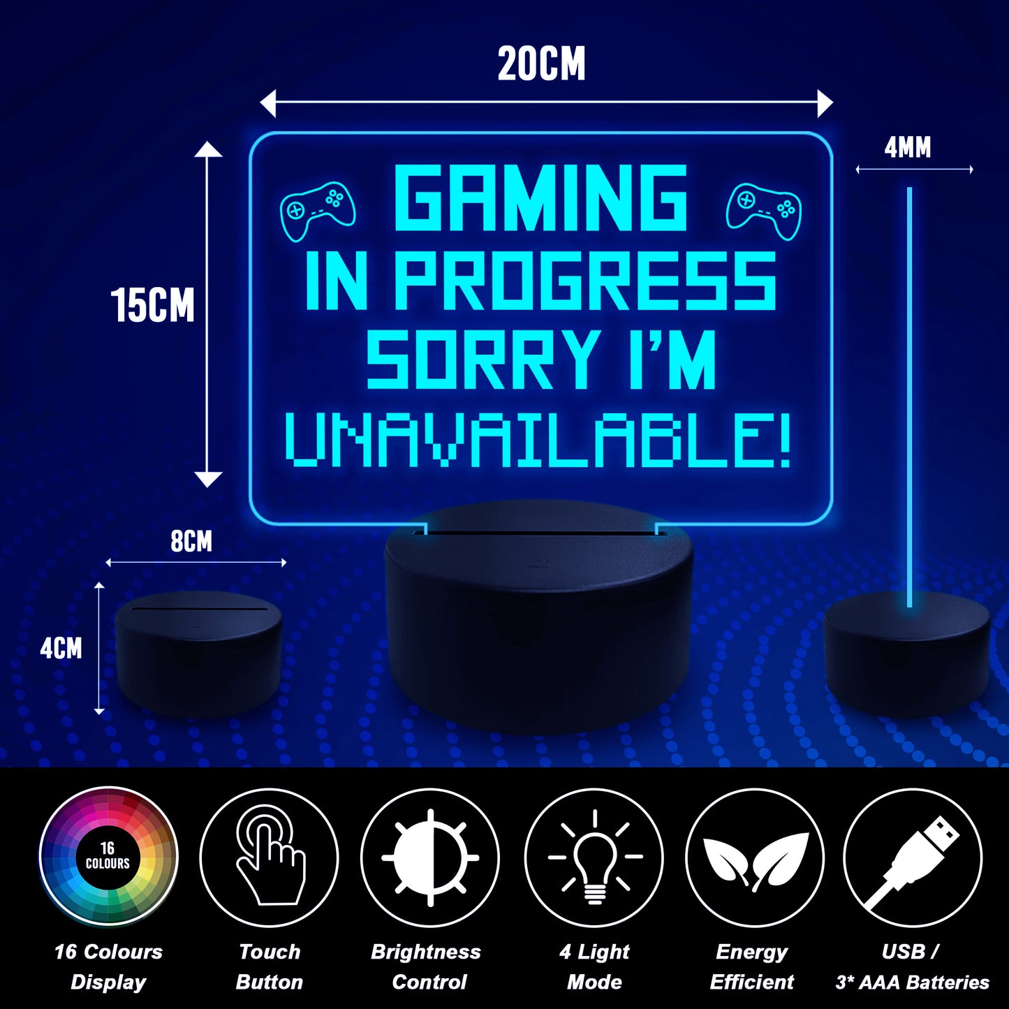 Gaming In Progress Neon LED Gamer Light Up Plaque Night Light