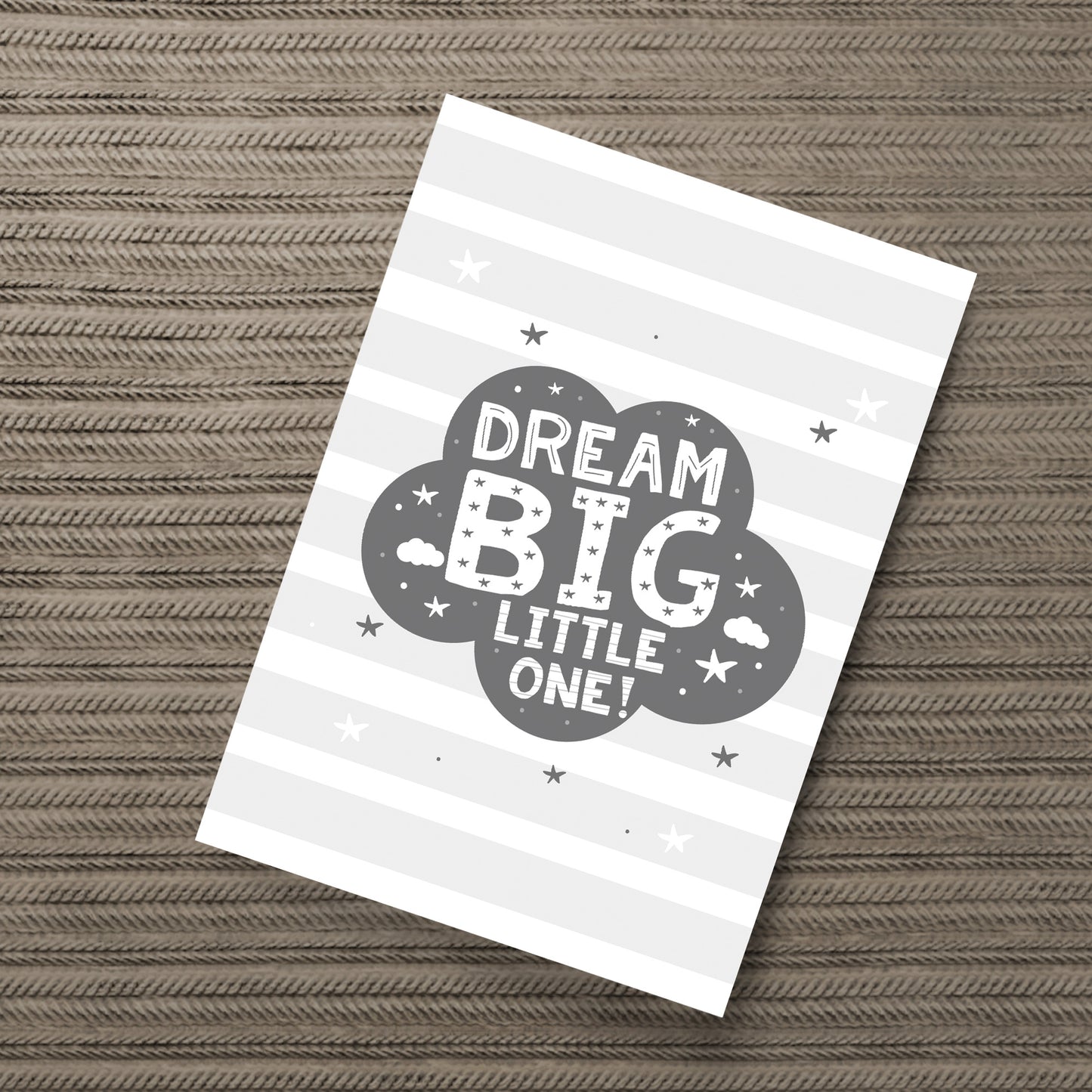 Grey Nursery Print Dream Big Baby Kids Room Pictures Wall Art