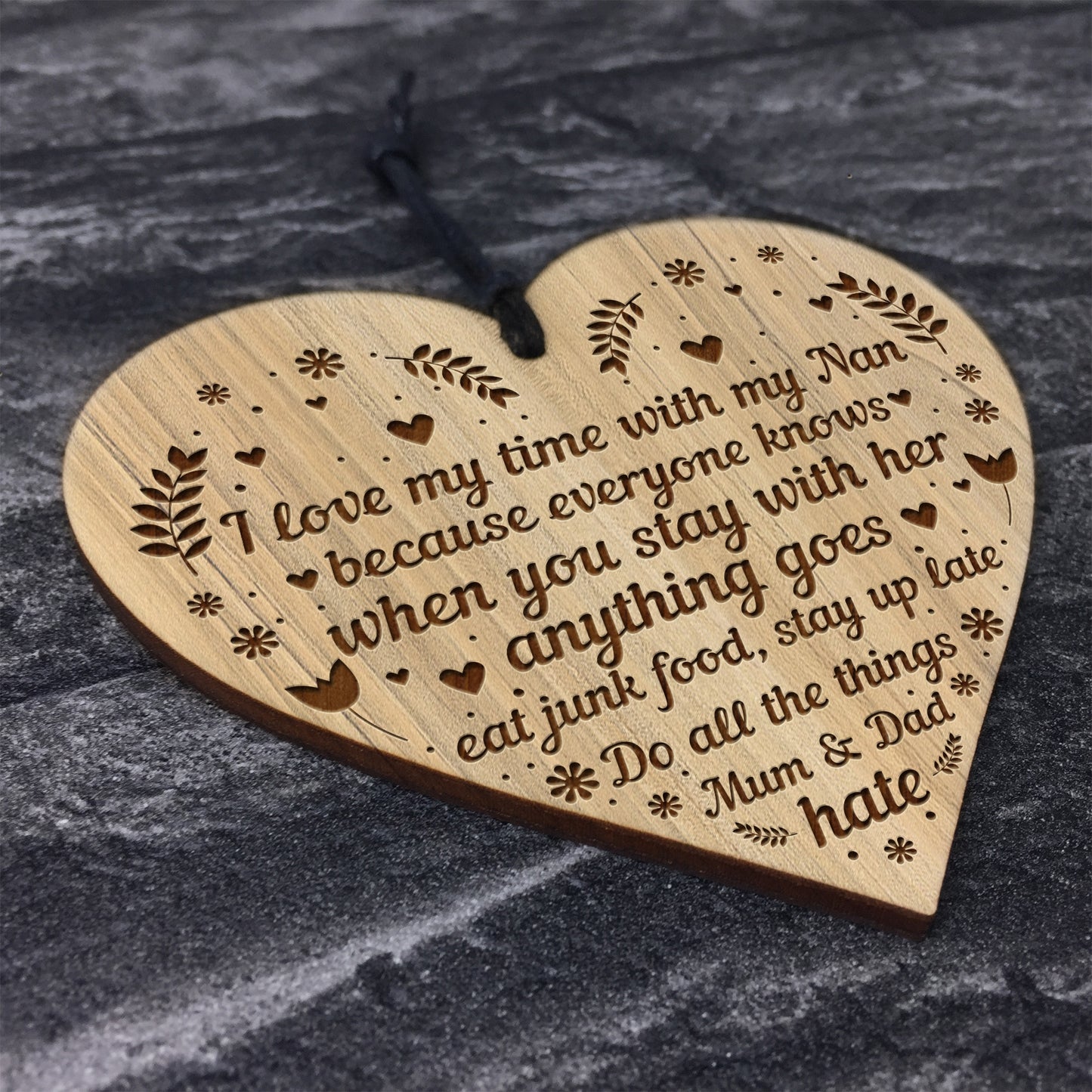 Funny Nan Gift For Birthday Christmas Engraved Heart Thank You