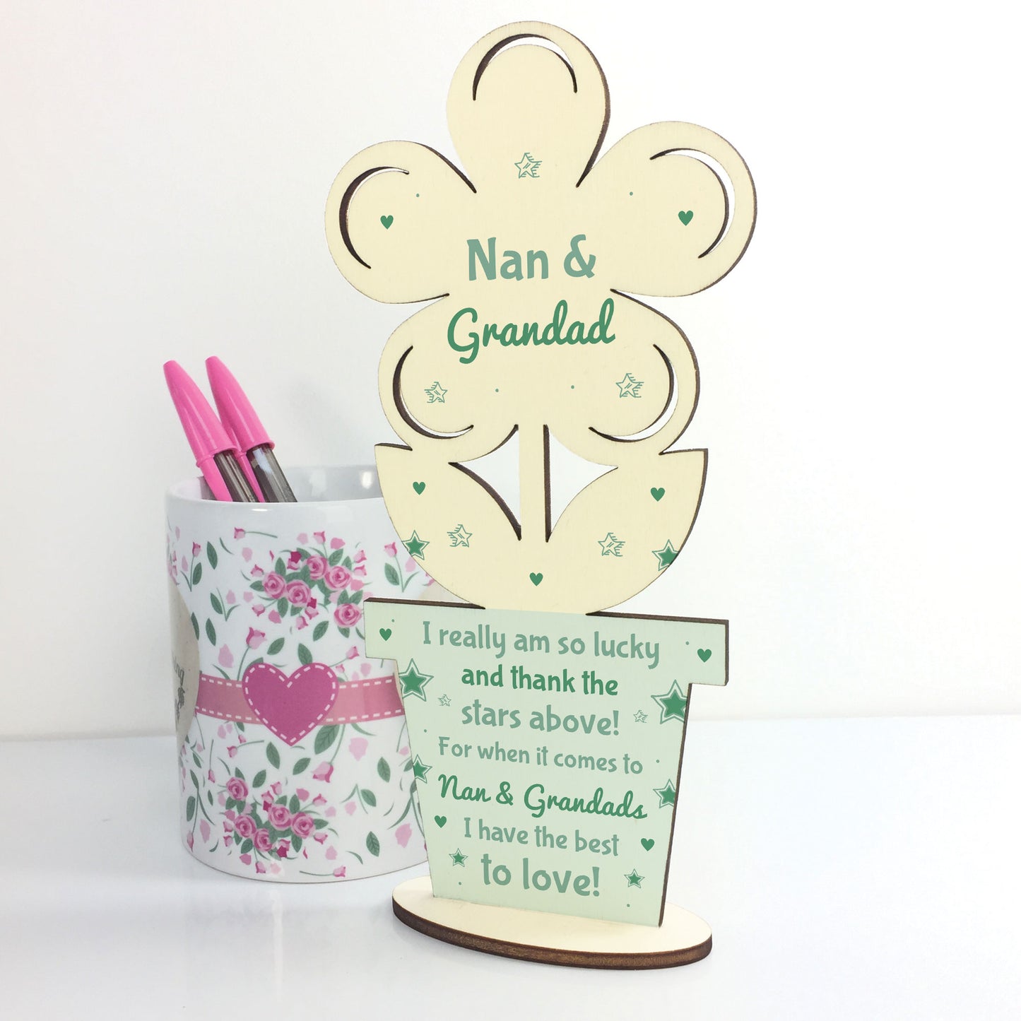Special Gift For Nan And Grandad Birthday Christmas Wood Flower