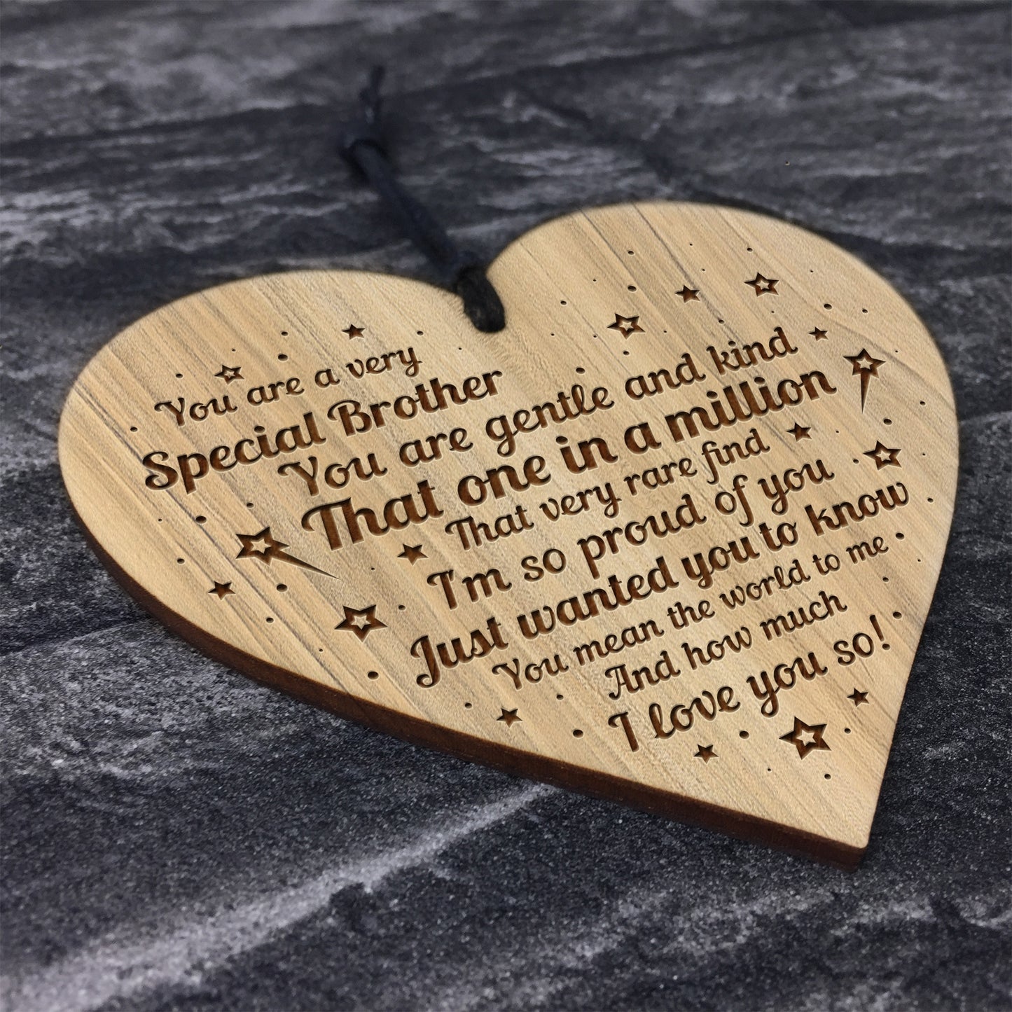 BROTHER GIFT Engraved Wood Heart Birthday Christmas Gift