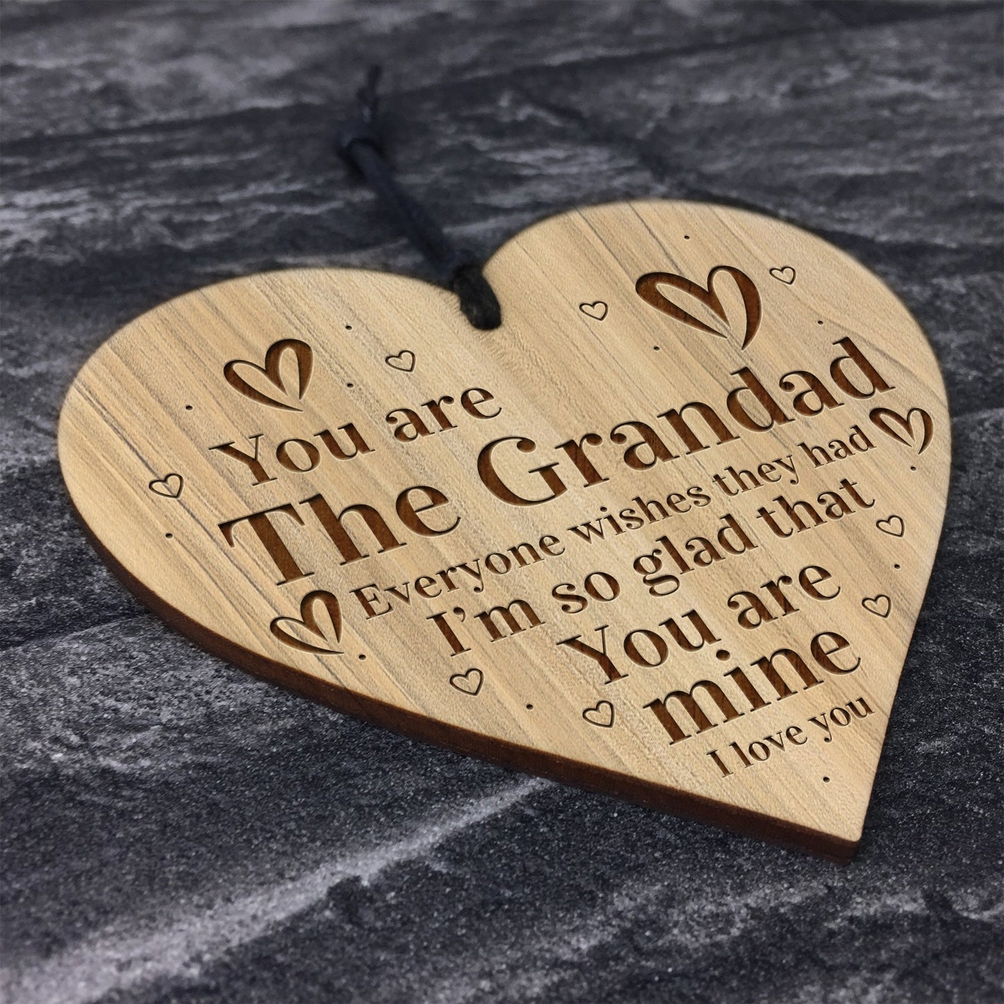 Grandad Gift Engraved Wood Oak Heart Gift For Him Birthday Gift