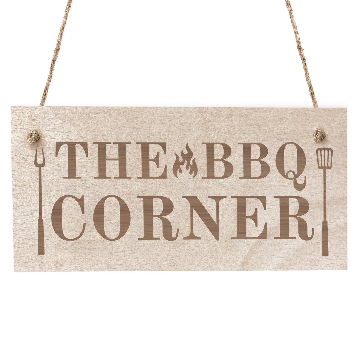 BBQ Corner BBQ Sign For Garden Hanging Wood Engraved Sign