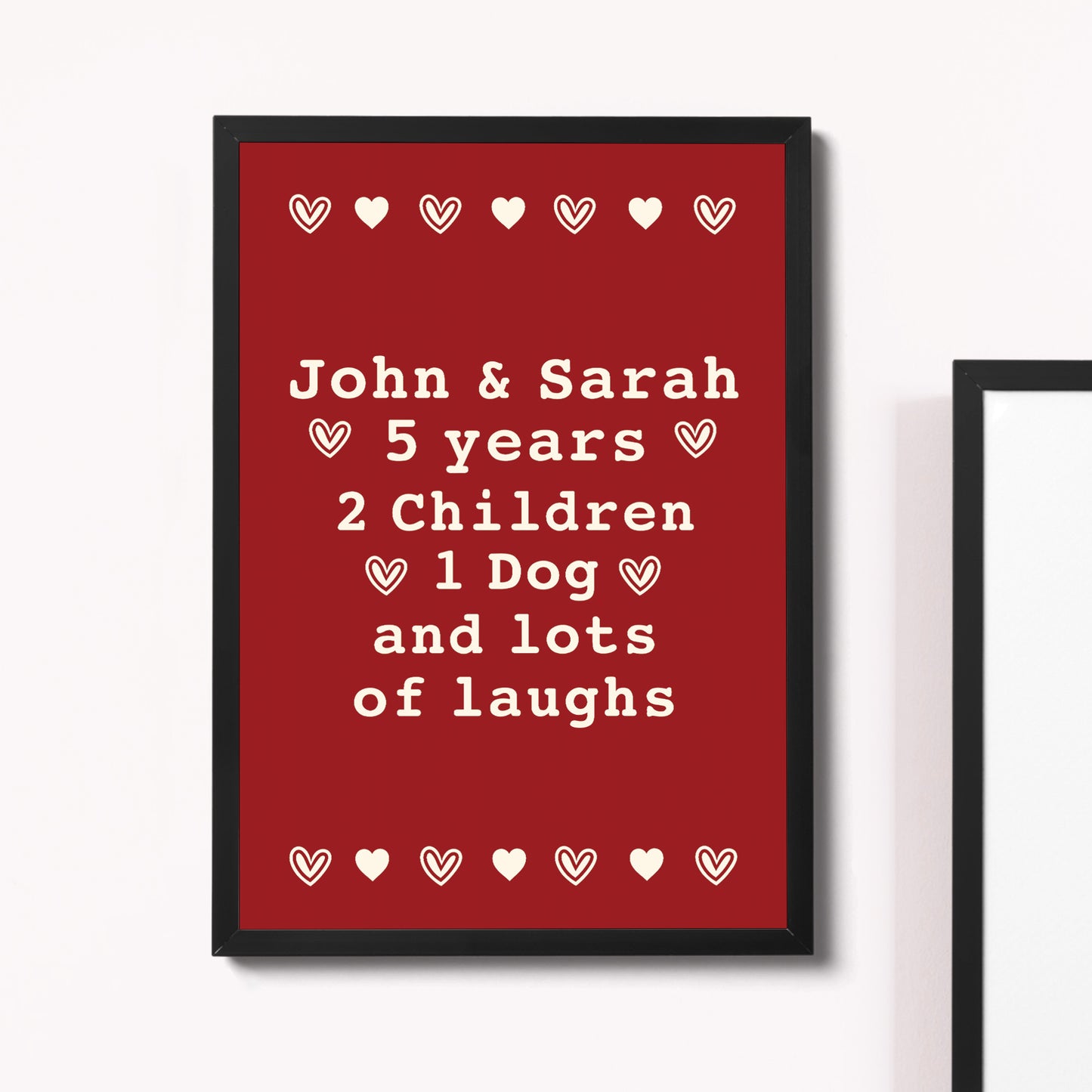 Personalised Valentines Anniversary Gift For Him Her Frame Print