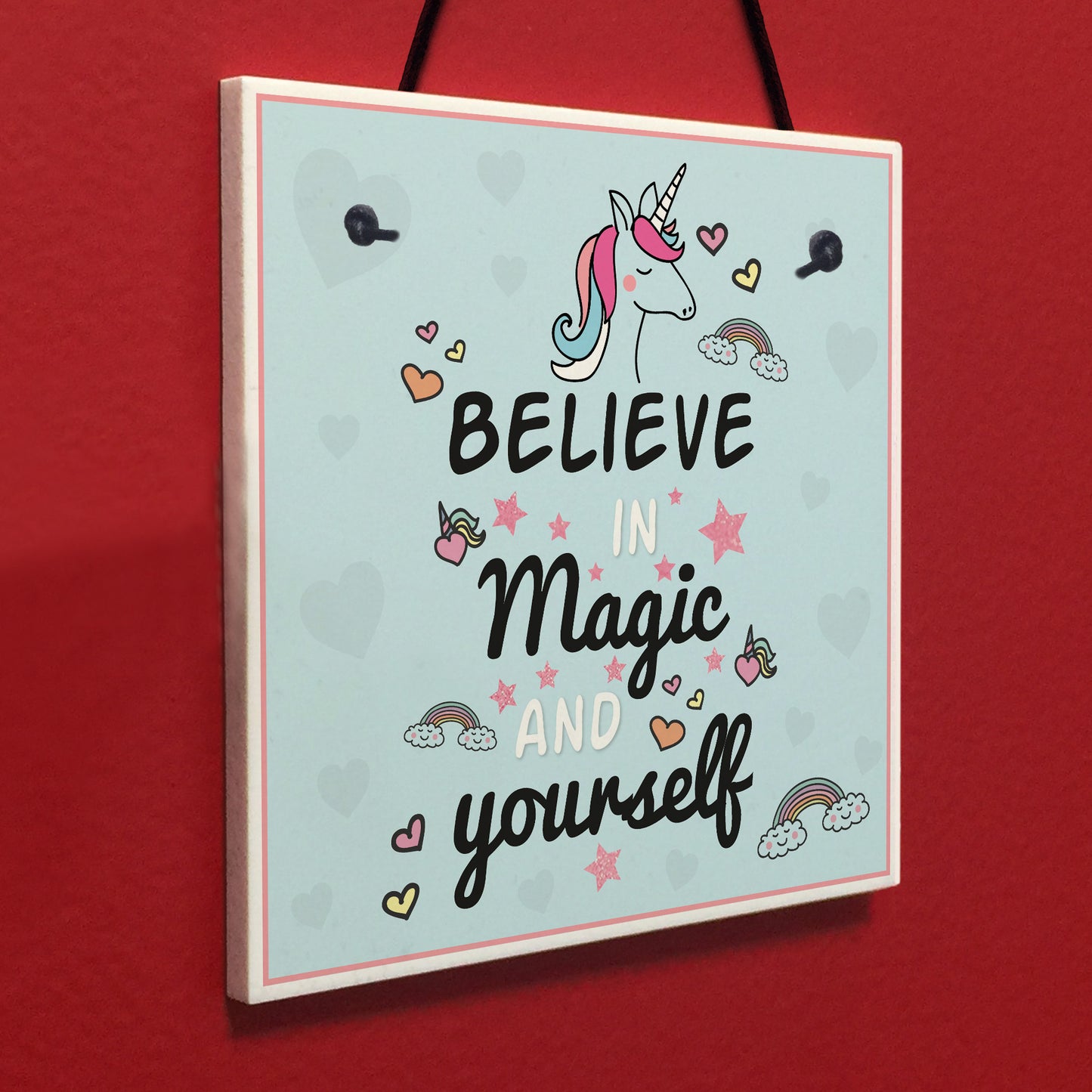 Believe In Magic and Yourself Unicorn Wall Plaque Sign