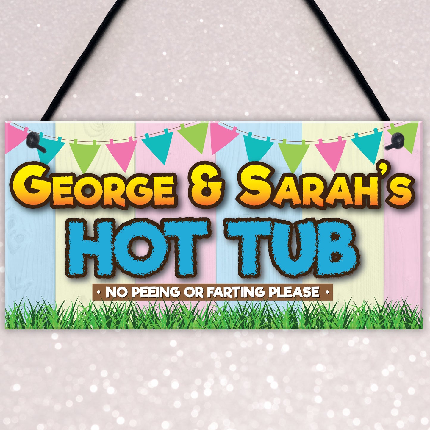 Personalised Hot Tub Rules Funny Jacuzzi Gift Hanging Plaque