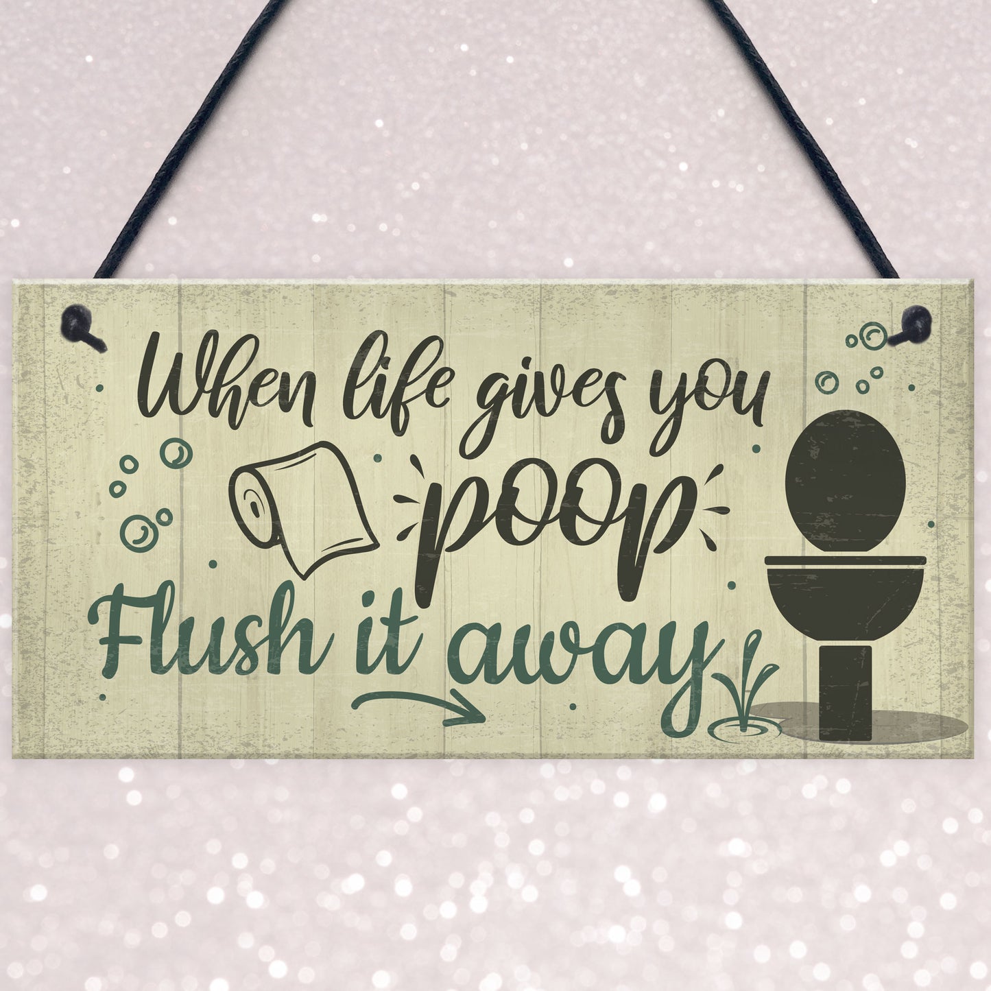 Bathroom Sign Shabby Chic Funny Poop Toilet Loo Door Sign Home