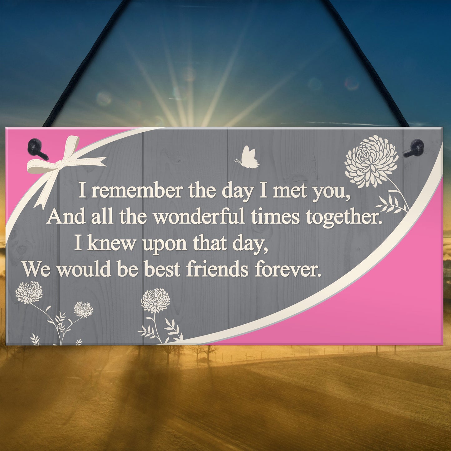 Friendship Sign Wood Hanging Heart Best Friend Plaque Thank You