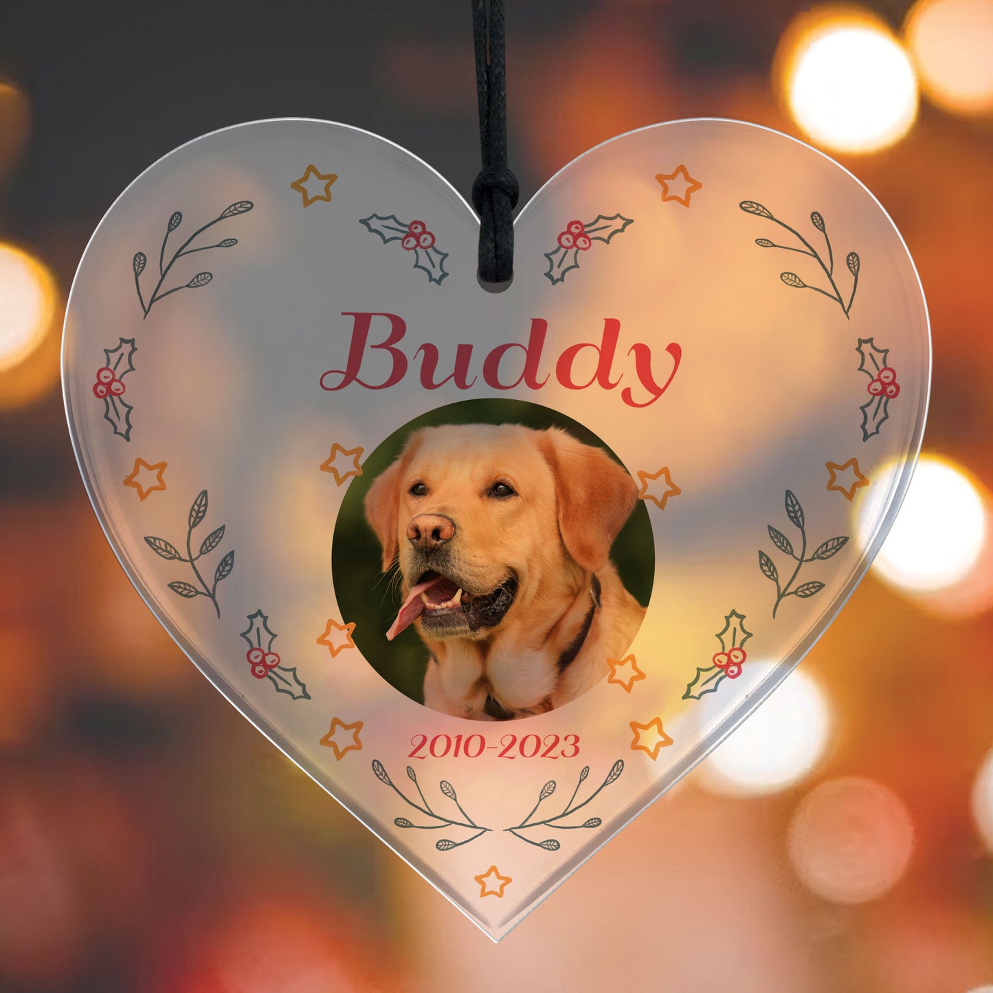 Dog Memorial Bauble Personalised Photo Christmas Tree Decoration