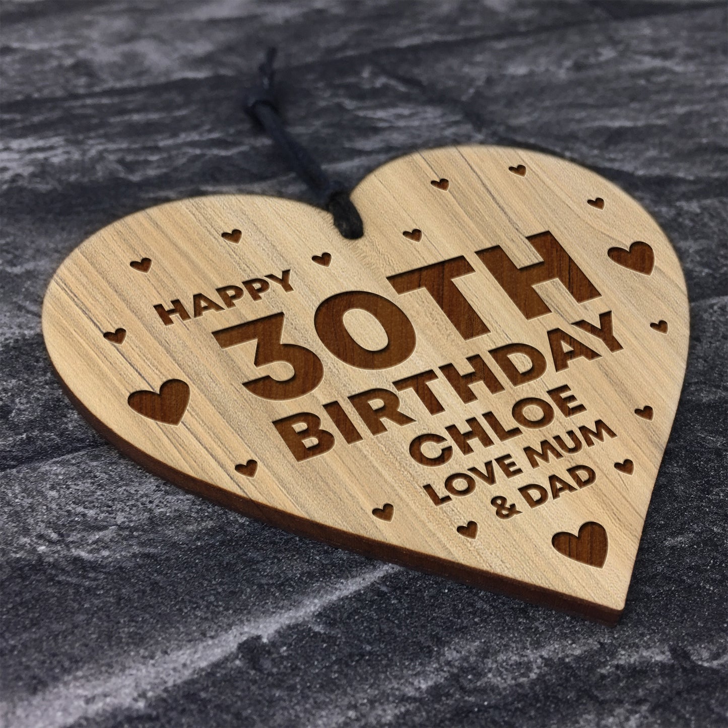 30th Birthday Gift For Daughter Wood Heart Personalised Friend